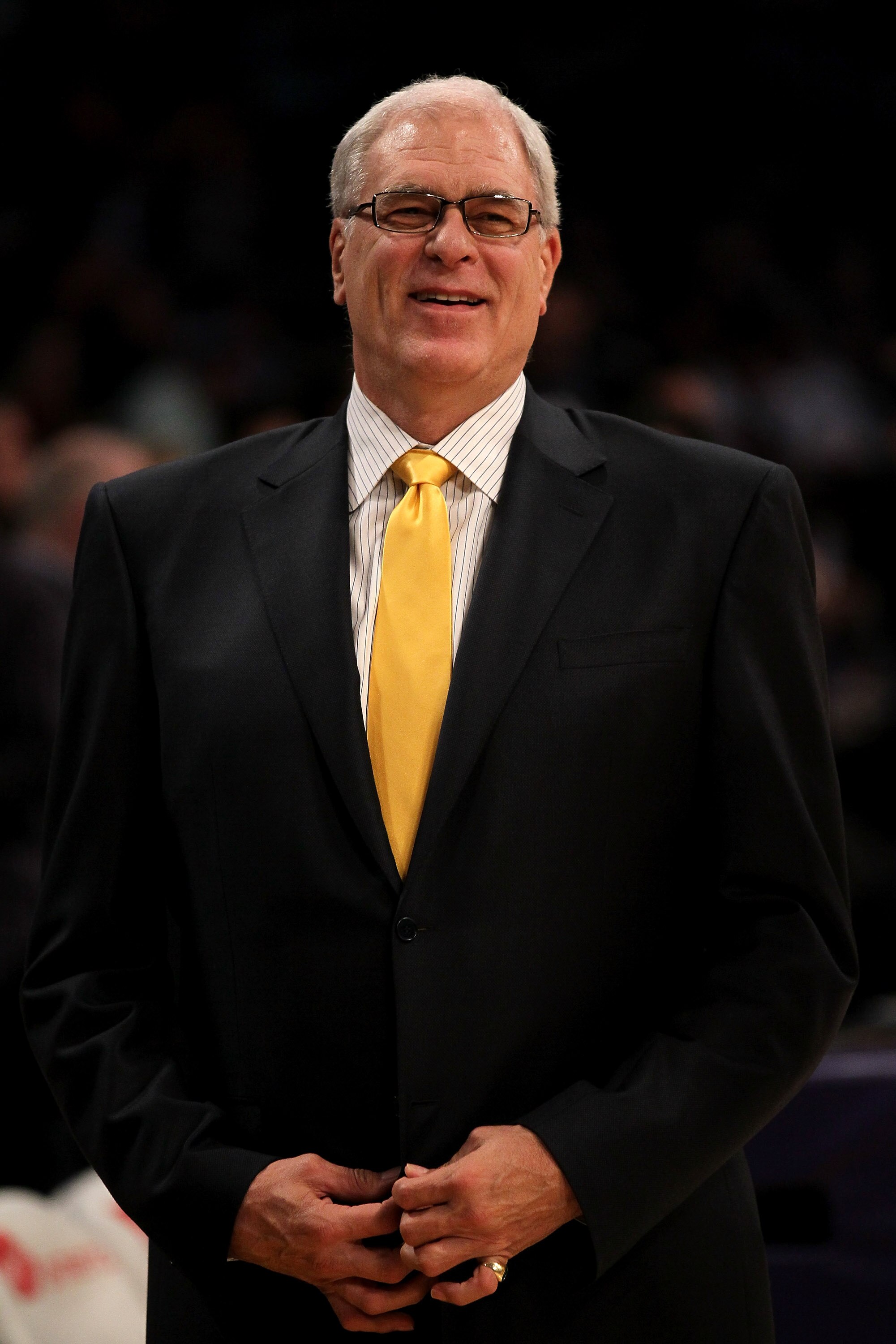 LOS ANGELES - NOVEMBER 9: Head coach Phil Jackson of the Los Angeles Lakers smiles before the game with the Minnesota Timberwolves at Staples Center on November 9, 2010 in Los Angeles, California. The Lakers won 99-94. NOTE TO USER: User expressly ackno LOS ANGELES - NOVEMBER 9: Head coach Phil Jackson of the Los Angeles Lakers smiles before the game with the Minnesota Timberwolves at Staples Center on November 9, 2010 in Los Angeles, California. The Lakers won 99-94. NOTE TO USER: User expressly ackno