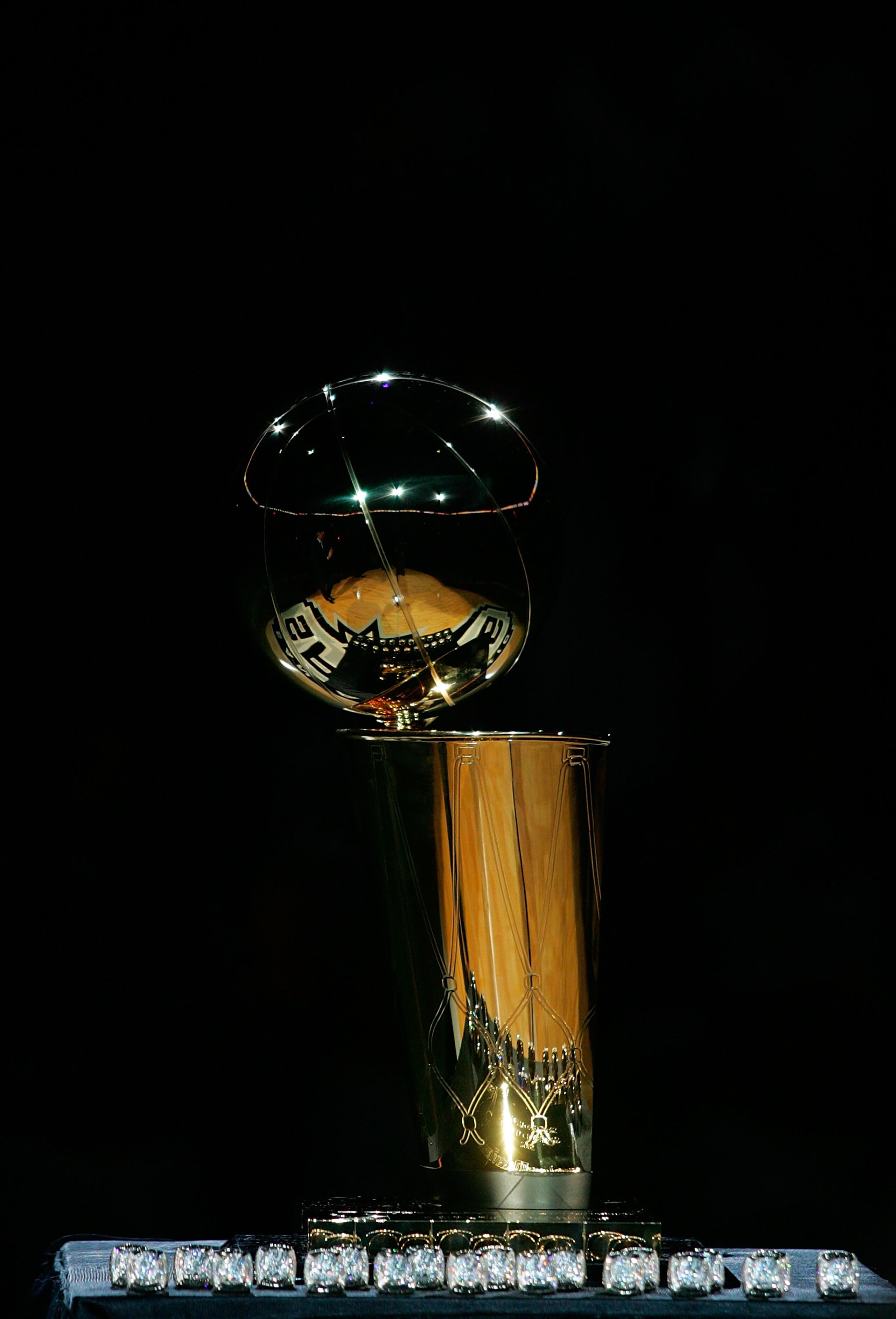 SAN ANTONIO - OCTOBER 30:  The 2007 Larry O'Brien NBA Championship Trophy on display during a ring presentation to the San Antonio Spurs on October 30, 2007 at AT&T Center in San Antonio, Texas.  NOTE TO USER: User expressly acknowledges and agrees that,