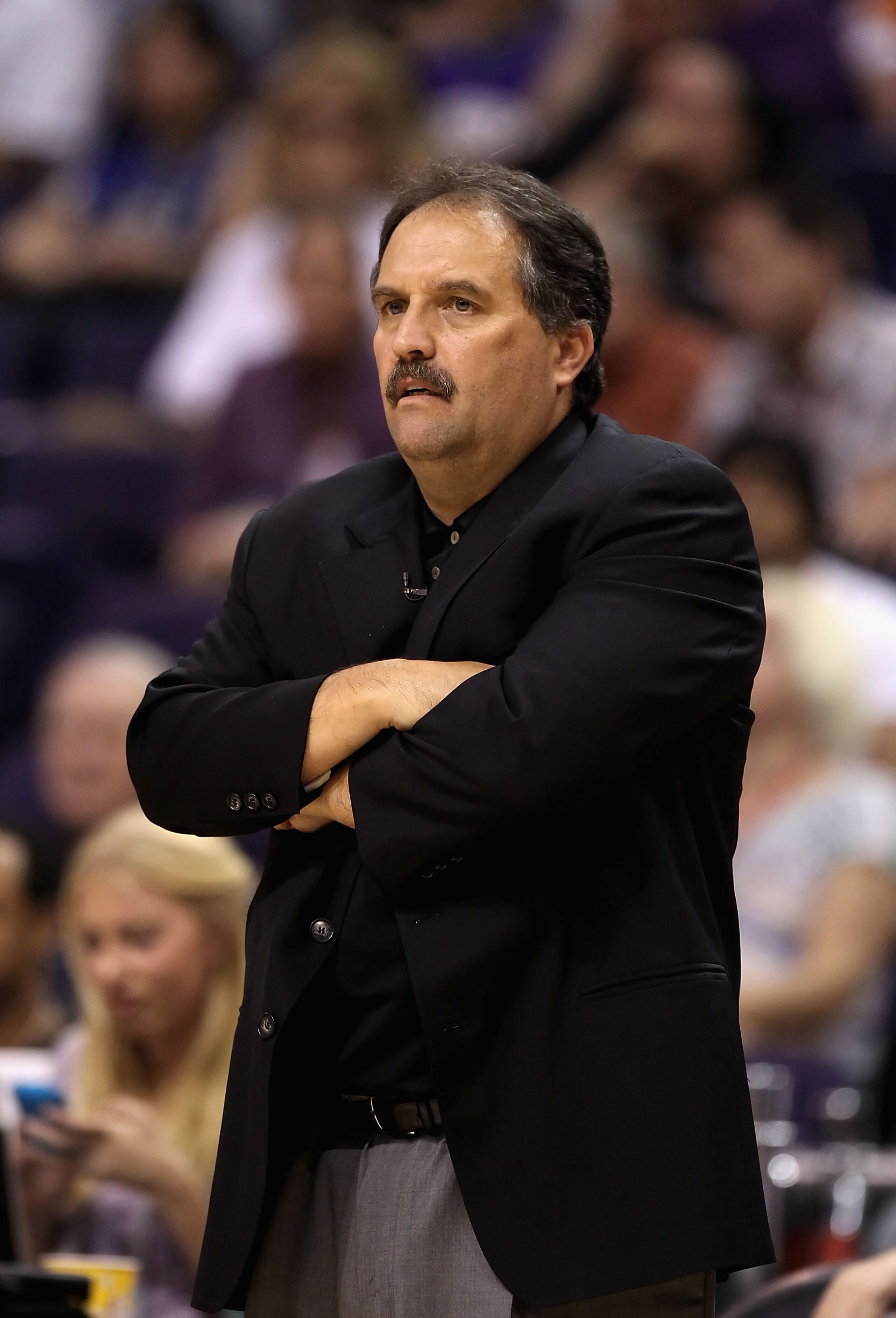PHOENIX, AZ - MARCH 13:  Head coach Stan Van Gundy of the Orlando Magic reacts during the NBA game against the Phoenix Suns at US Airways Center on March 13, 2011 in Phoenix, Arizona.  The Magic defeated the Suns 111-88.  NOTE TO USER: User expressly ackn