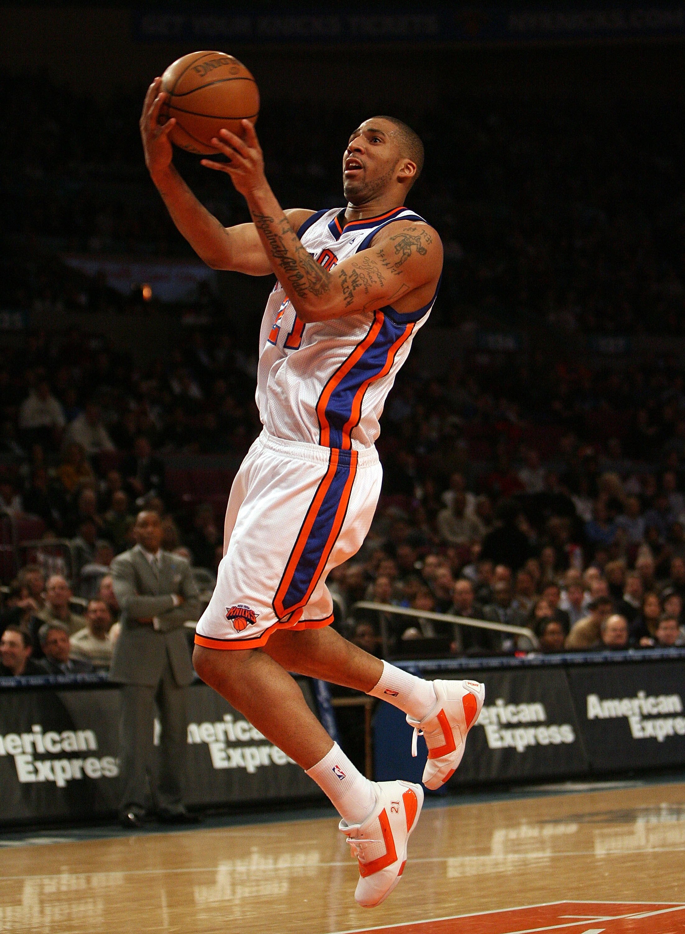 NEW YORK - JANUARY 02: Wilson Chandler #21 of the New York Knicks lays the ball up against the Sacramento Kings on January 2, 2008 at Madison Square Garden in New York City. NOTE TO USER: User expressly acknowledges and agrees that, by downloading and/or