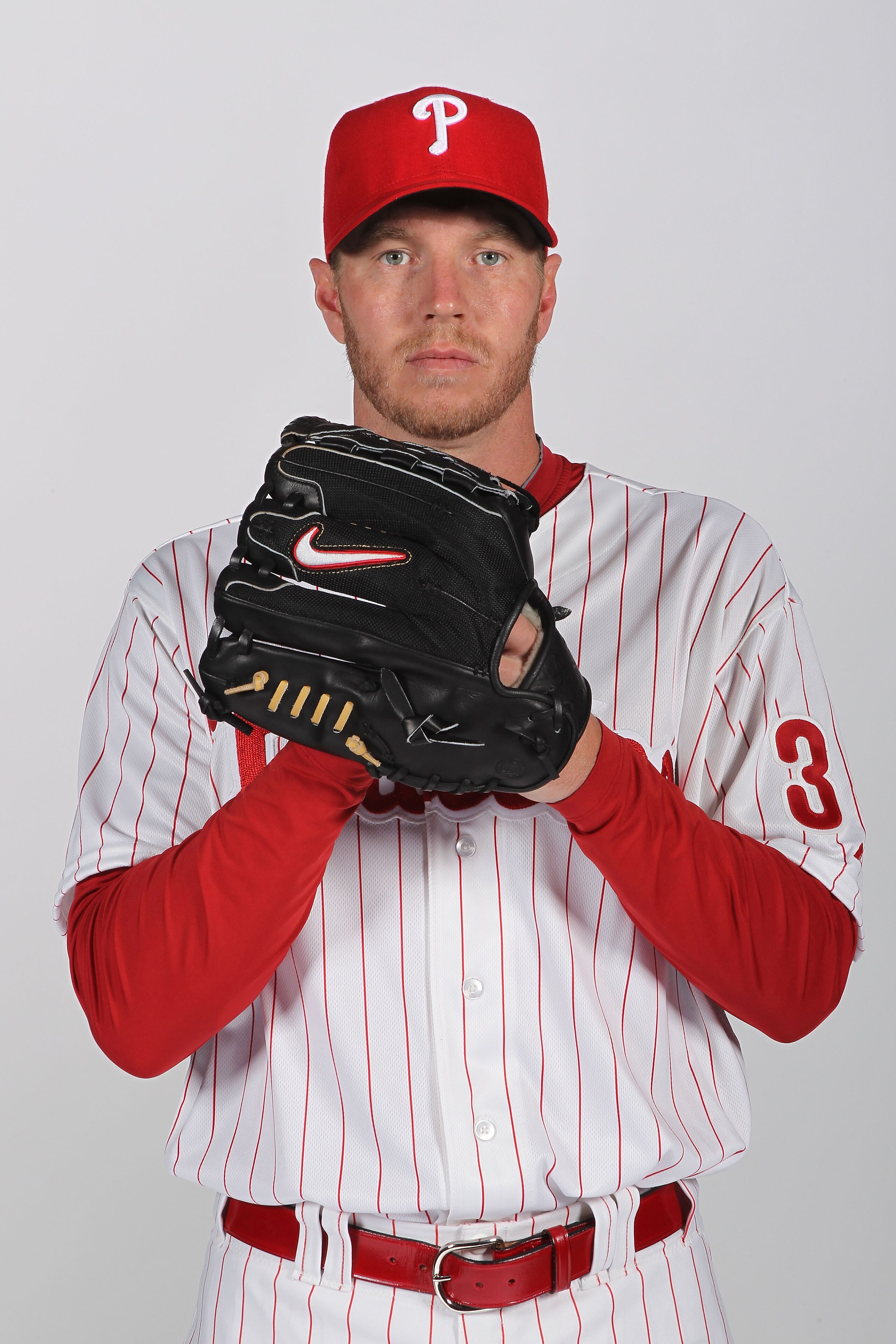 CLEARWATER, FL - FEBRUARY 22: Roy Halladay #34 of the Philadelphia Phillies poses for a photo during Spring Training Media Photo Day at Bright House Networks Field on February 22, 2011 in Clearwater, Florida.  (Photo by Nick Laham/Getty Images)