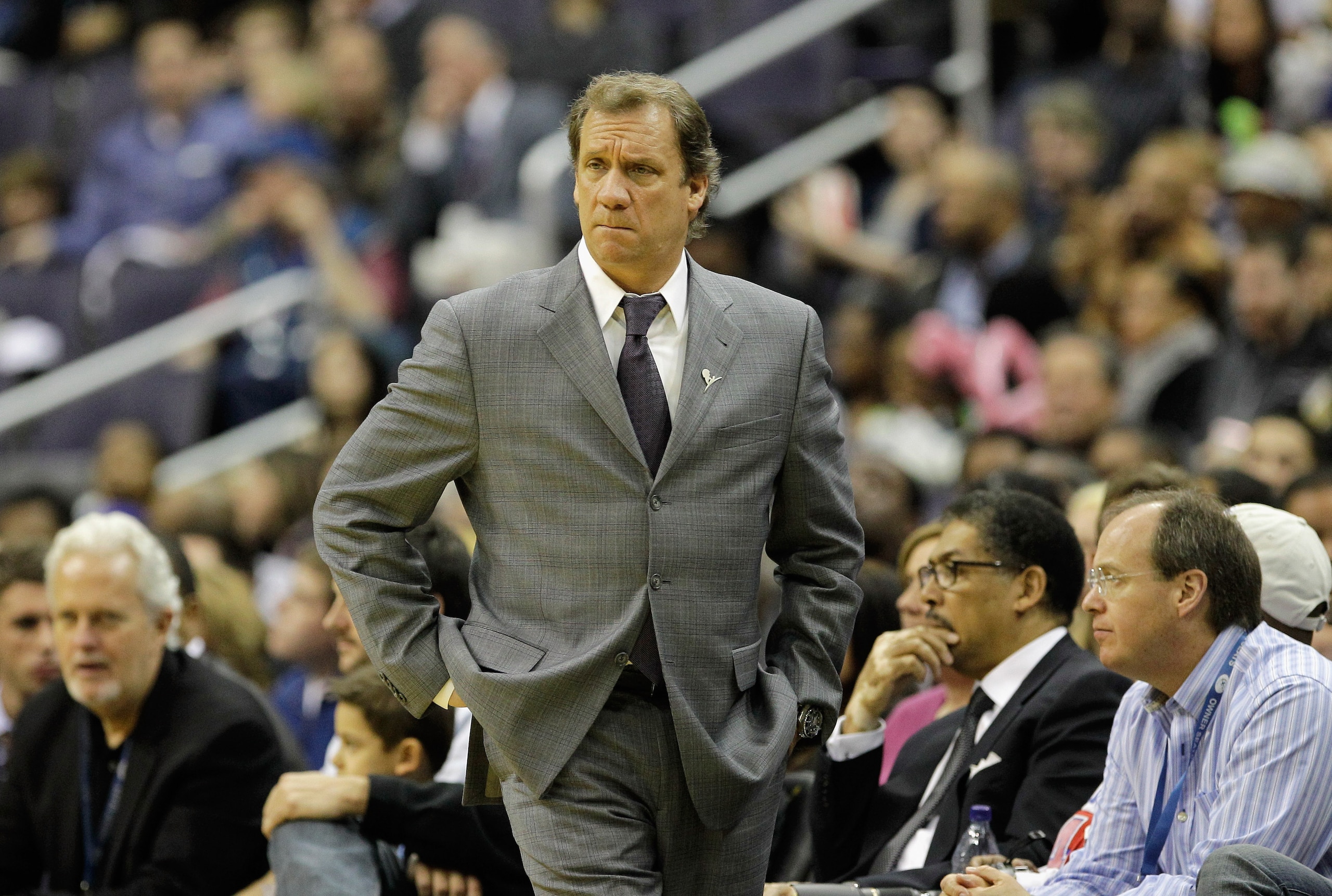 WASHINGTON, DC - MARCH 05:  Washington Wizards head coach Flip Saunders looks on from the sideline during a game against the Minnesota Timberwolves at the Verizon Center on March 5, 2011 in Washington, DC. NOTE TO USER: User expressly acknowledges and agr