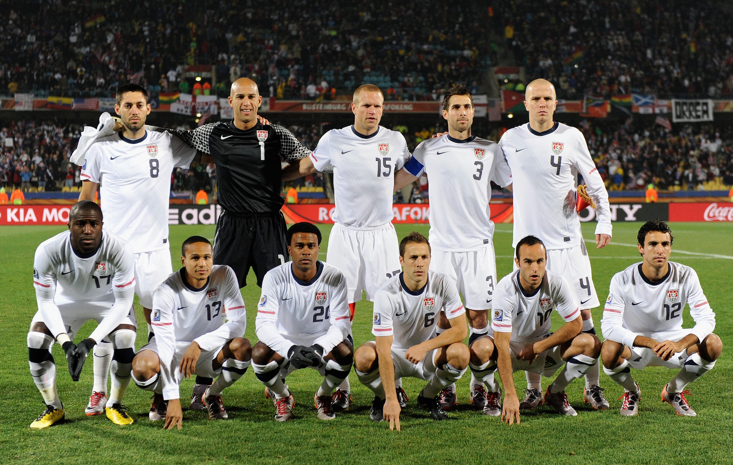 RUSTENBURG, SOUTH AFRICA - JUNE 26: The USA team poses for a photograph during the 2010 FIFA World Cup South Africa Round of Sixteen match between USA and Ghana at Royal Bafokeng Stadium on June 26, 2010 in Rustenburg, South Africa.  (Photo by Kevork Djan