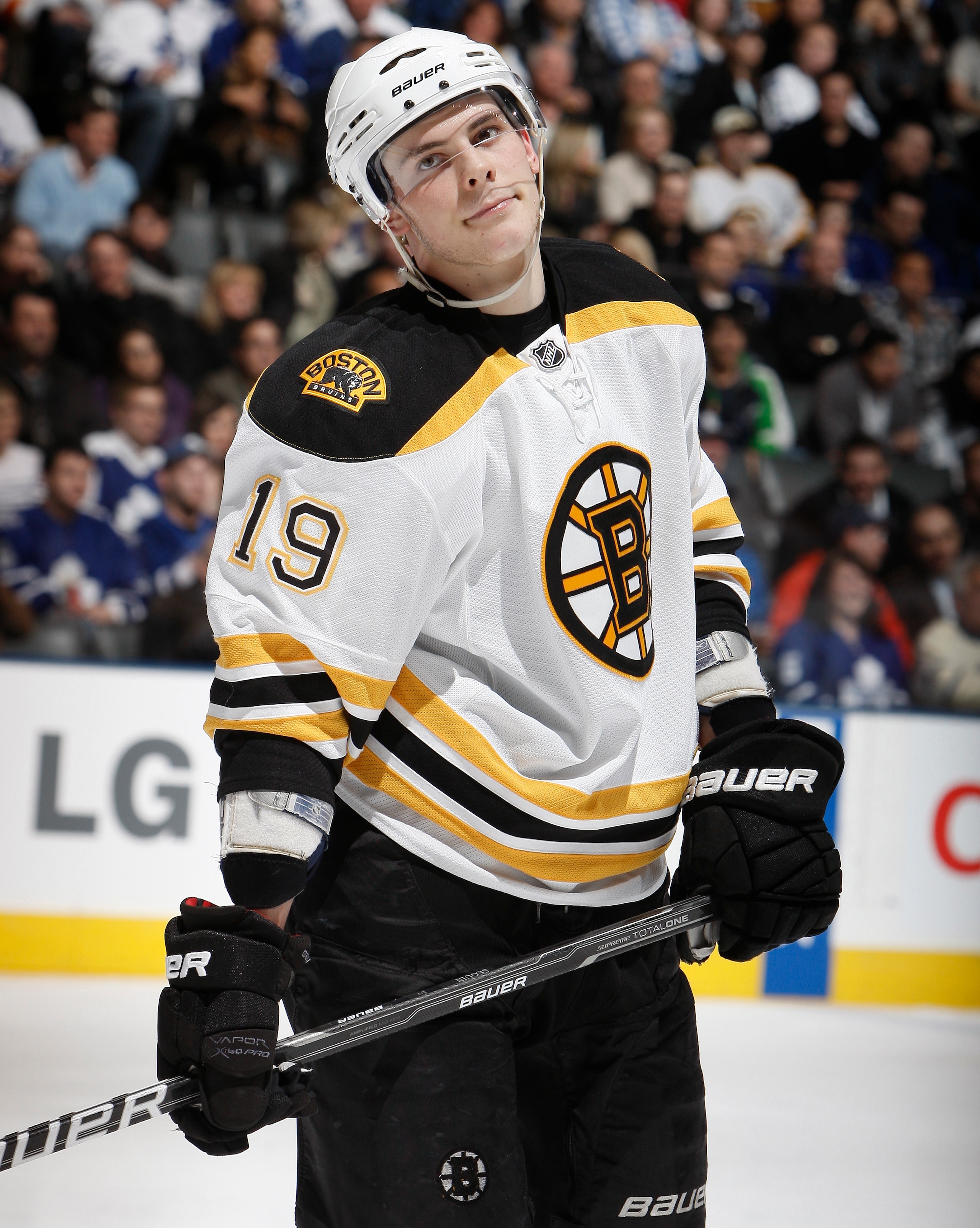 TORONTO, CANADA - MARCH 19  Tyler Seguin #19 of the Boston Bruins reacts to a missed shot during game action at the Air Canada Centre against the Toronto Maple Leafs March 19, 2011 in Toronto, Ontario, Canada. (Photo by Abelimages/Getty Images)