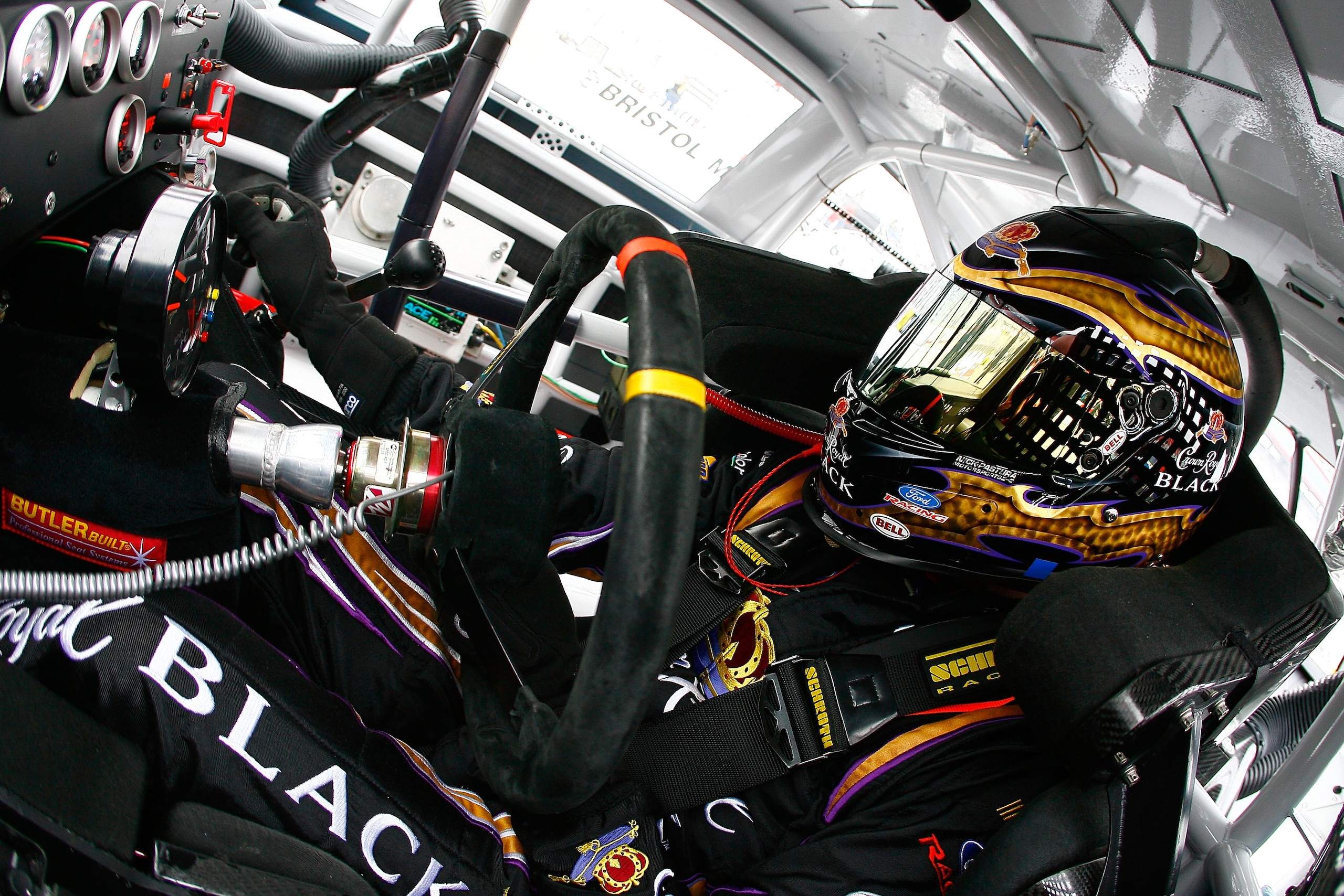 BRISTOL, TN - MARCH 18:  Matt Kenseth, driver of the #17 Crown Royal Black Ford, sits in his car during practice for the NASCAR Sprint Cup Series Jeff Byrd 500 Presented By Food City at Bristol Motor Speedway on March 18, 2011 in Bristol, Tennessee.  (Pho