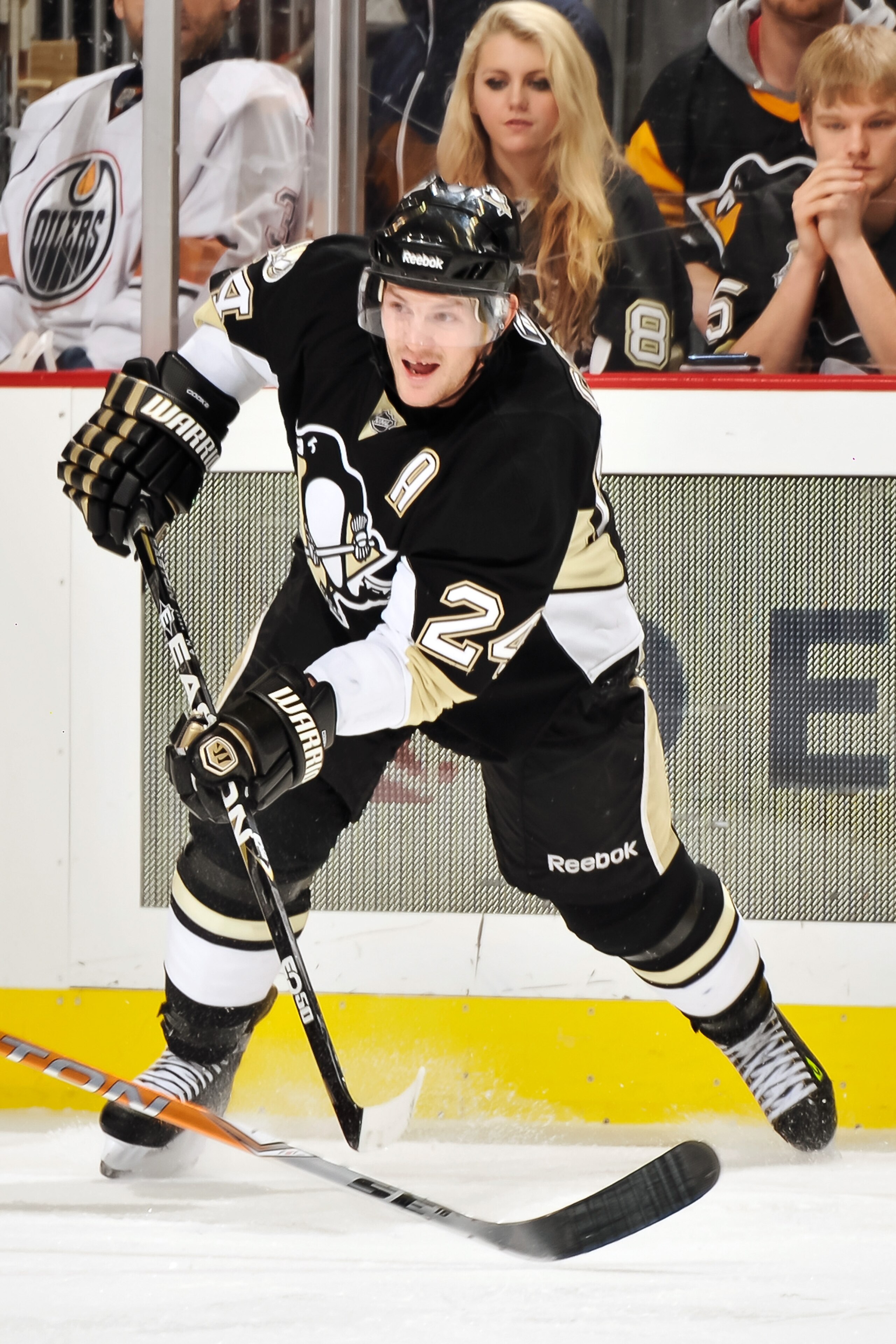PITTSBURGH, PA - MARCH 13:  Matt Cooke #24 of the Pittsburgh Penguins skates against the Edmonton Oilers on March 13, 2011 at CONSOL Energy Center in Pittsburgh, Pennsylvania.  (Photo by Jamie Sabau/Getty Images)