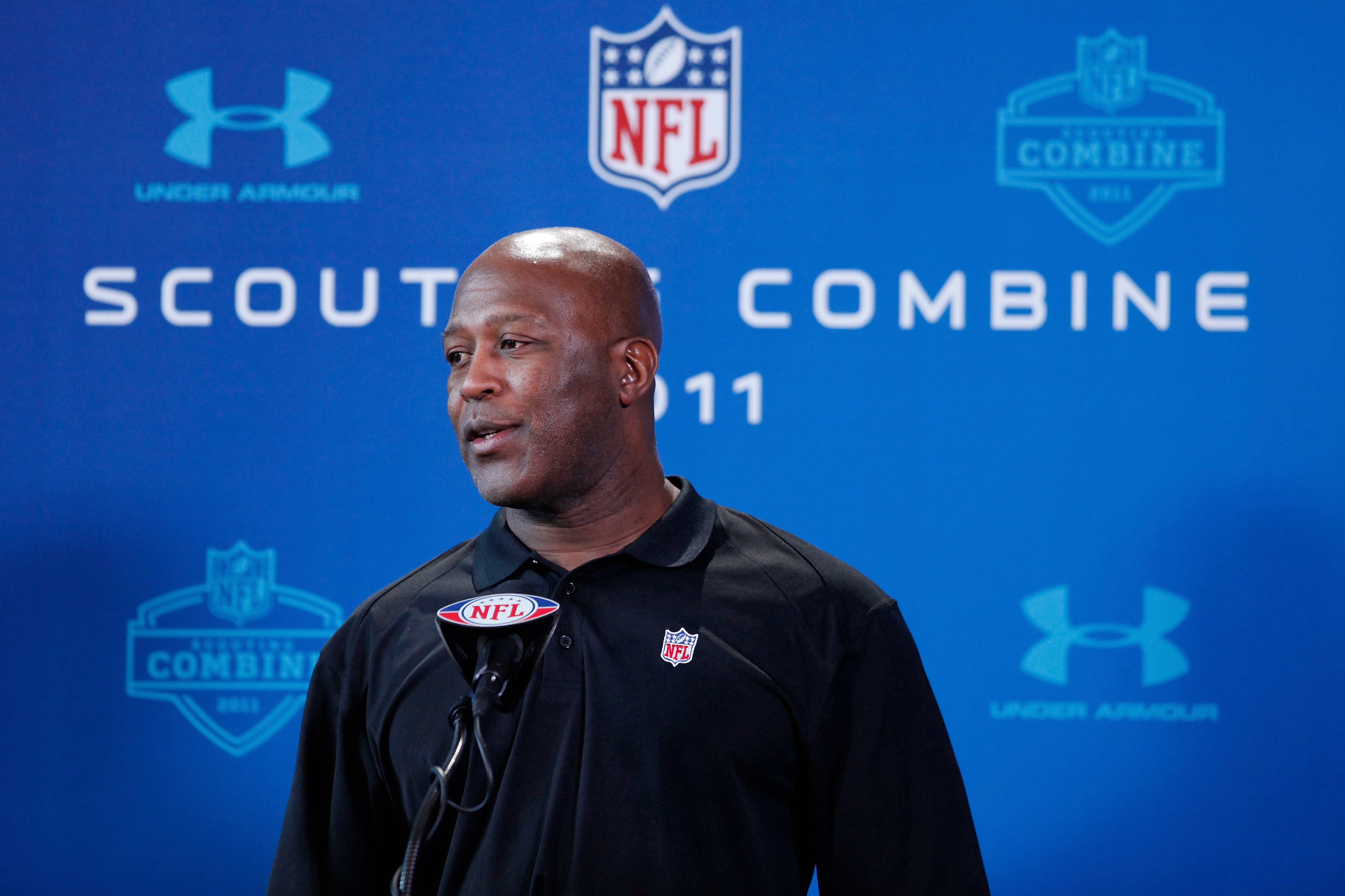 INDIANAPOLIS, IN - FEBRUARY 25: Chicago Bears head coach Lovie Smith answers questions during a media session at the 2011 NFL Scouting Combine at Lucas Oil Stadium on February 25, 2011 in Indianapolis, Indiana. (Photo by Joe Robbins/Getty Images)