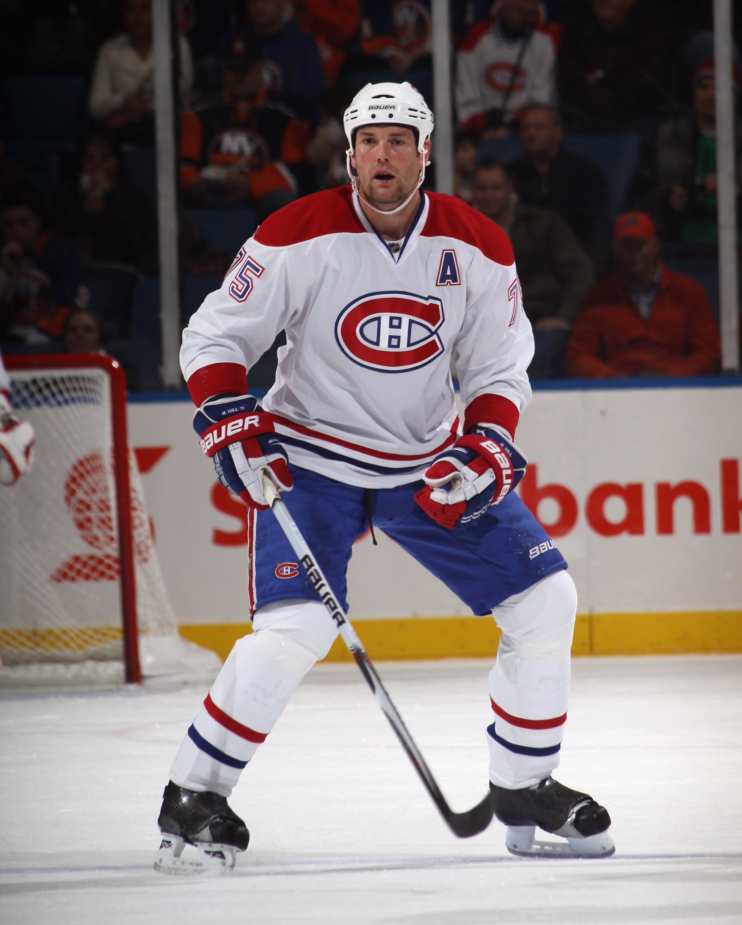 UNIONDALE, NY - OCTOBER 29:  Hal Gill #75 of the Montreal Canadiens skates against the New York Islanders at the Nassau Coliseum on October 29, 2010 in Uniondale, New York.  (Photo by Bruce Bennett/Getty Images)