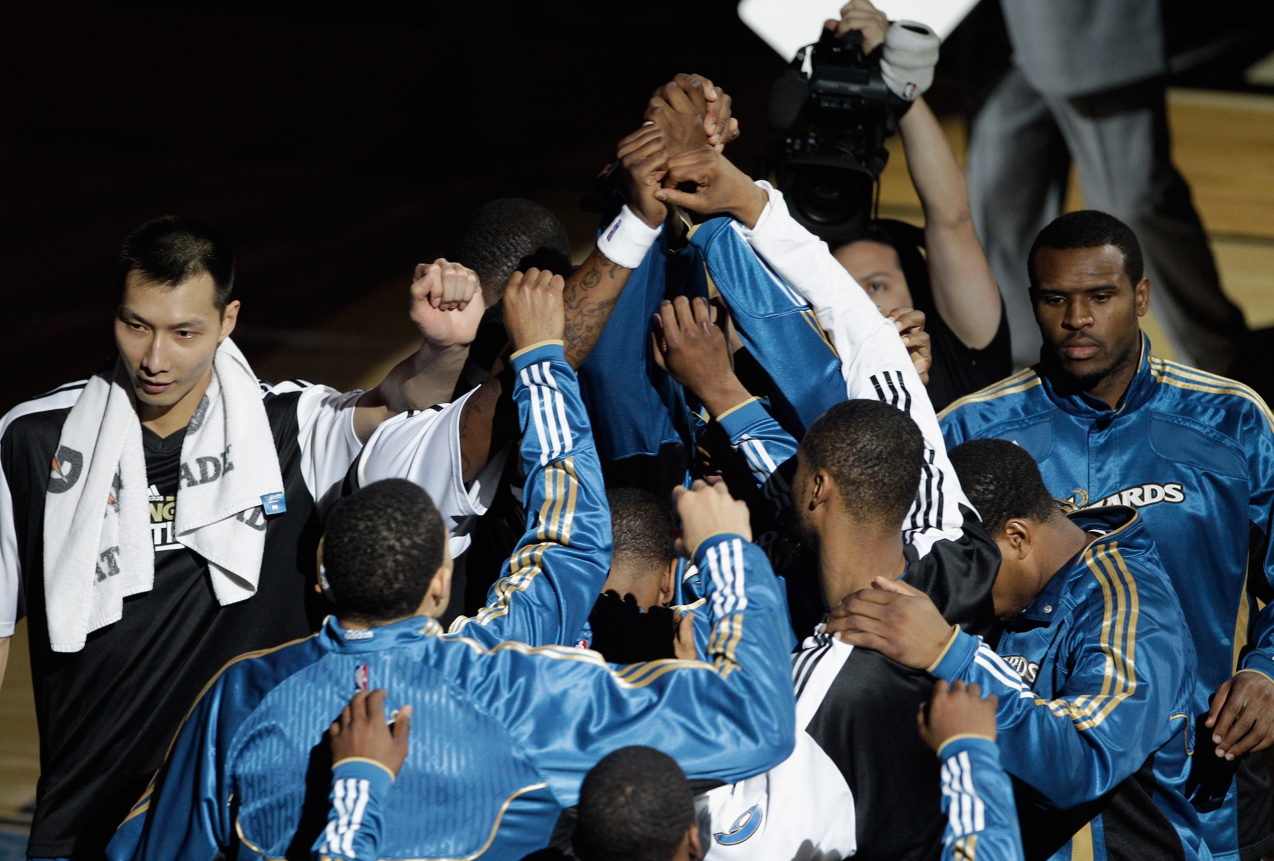 WASHINGTON, DC - MARCH 05: Members of the Washington Wizards gather before their NBA game against the Minnesota Timberwolves at the Verizon Center on March 5, 2011 in Washington, DC. NOTE TO USER: User expressly acknowledges and agrees that, by downloadin