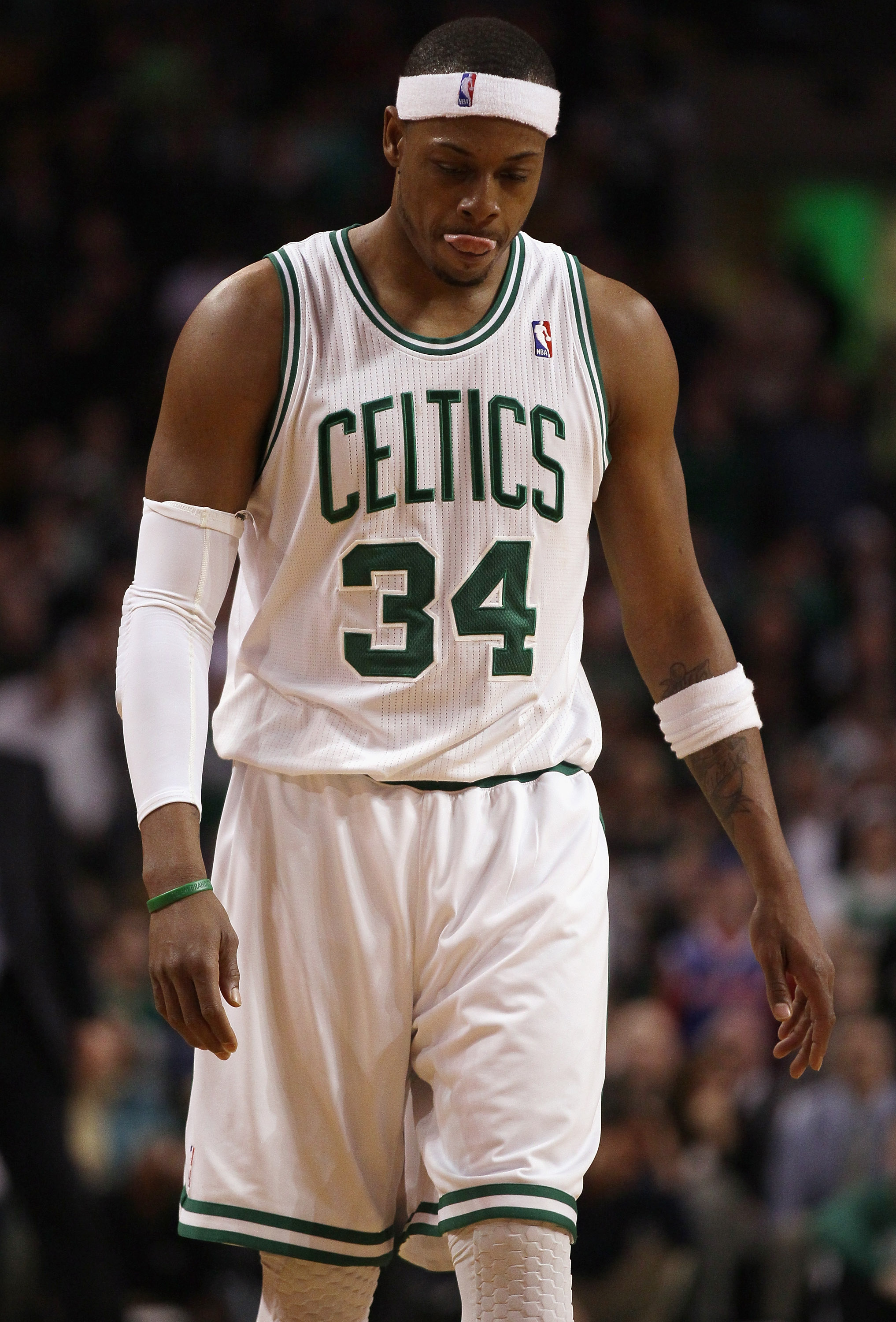 BOSTON, MA - MARCH 09: Paul Pierce #34 of the Boston Celtics reacts to the loss after the game against the Los Angeles Clippers on March 9, 2011 at the TD Garden in Boston, Massachusetts. The Los Angeles Clippers defeated the Boston Celtics 108-103. NOTE BOSTON, MA - MARCH 09: Paul Pierce #34 of the Boston Celtics reacts to the loss after the game against the Los Angeles Clippers on March 9, 2011 at the TD Garden in Boston, Massachusetts. The Los Angeles Clippers defeated the Boston Celtics 108-103. NOTE