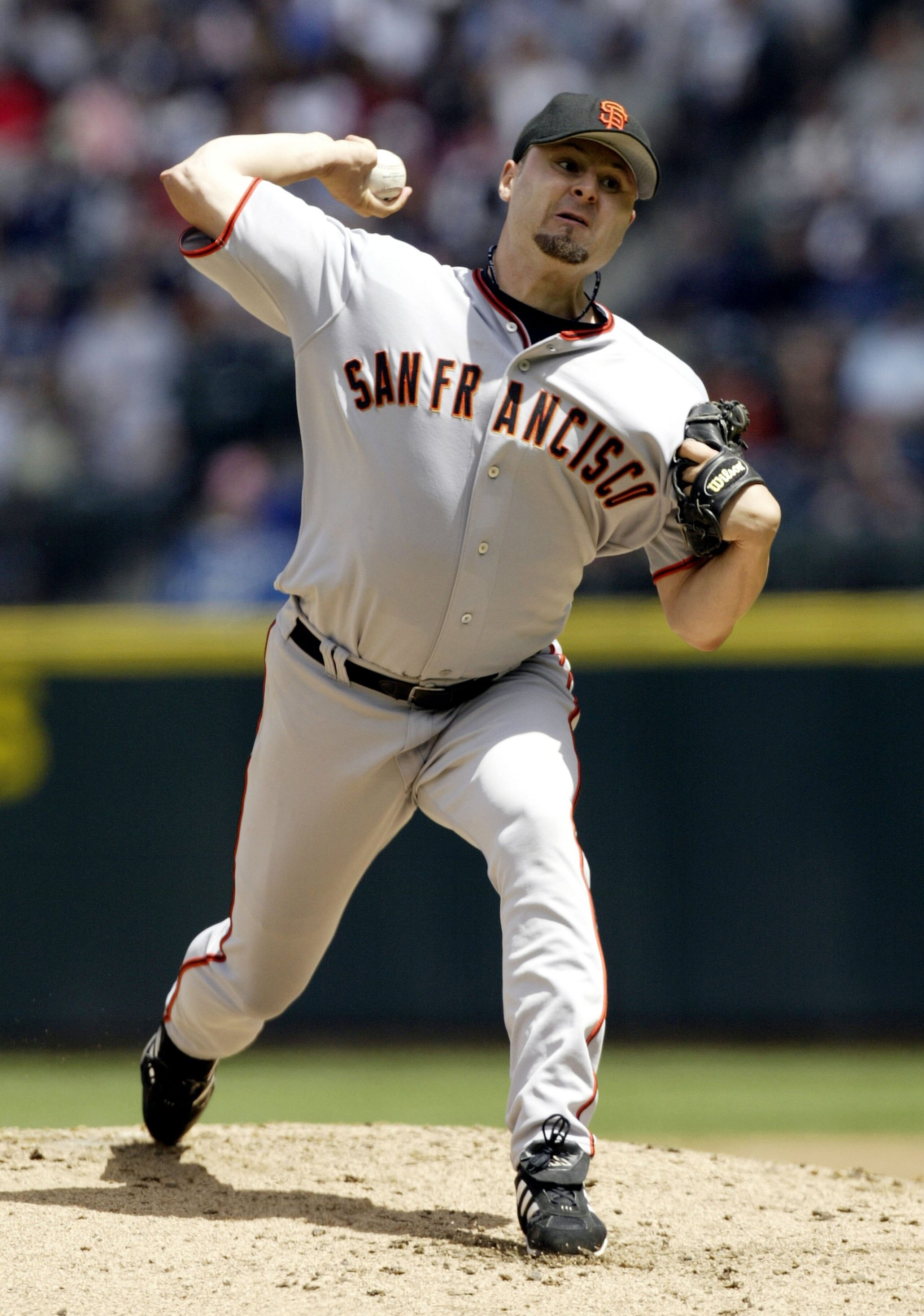 SEATTLE - JUNE 17:  Starting pitcher Jason Schmidt #29 of the San Francisco Giants pitches against the Seattle Mariners on June 17, 2006 at Safeco Field in Seattle, Washington. (Photo by Otto Greule Jr/Getty Images)