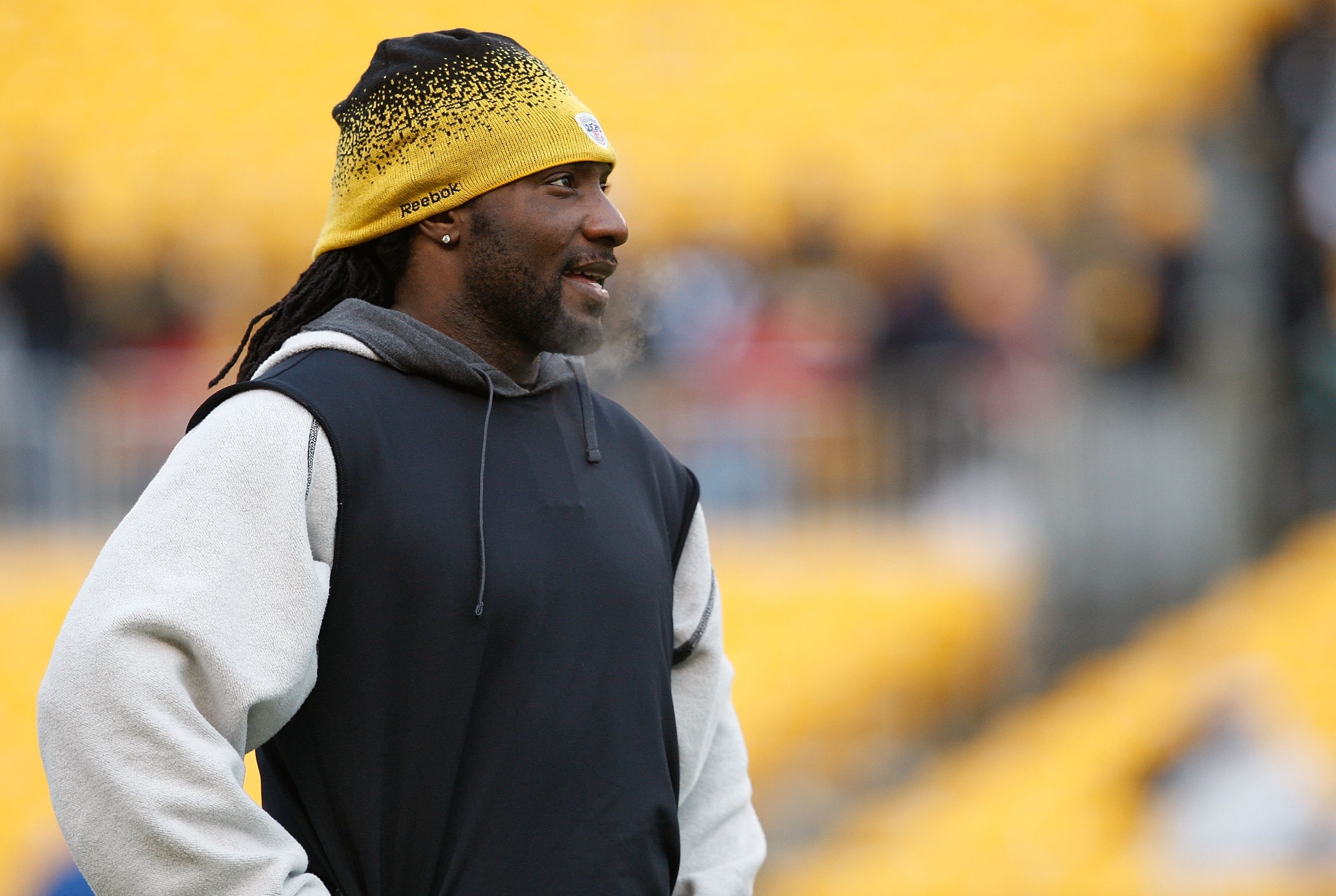 PITTSBURGH - DECEMBER 20: Tyrone Carter #23 of the Pittsburgh Steelers warms up prior to the game against the Green Bay Packers on December 20, 2009 at Heinz Field in Pittsburgh, Pennsylvania. (Photo by Jared Wickerham/Getty Images)