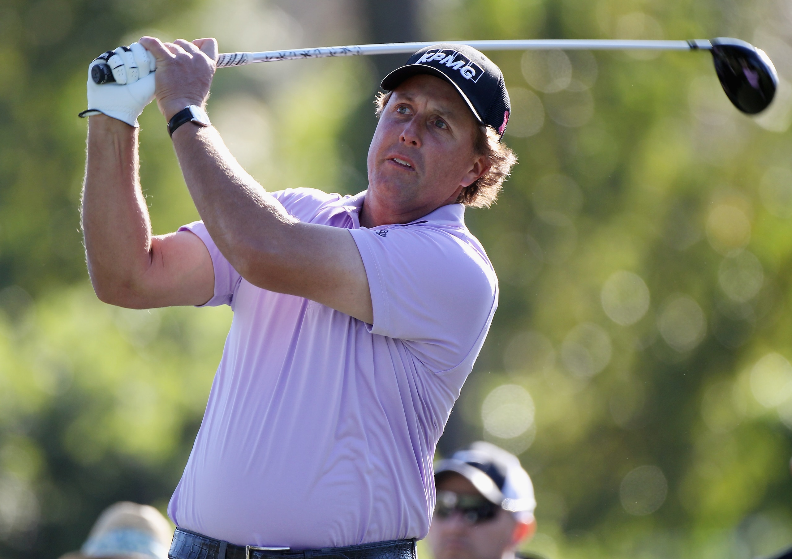 DORAL, FL - MARCH 11: Phil Mickelson watches his tee shot on the seventh hole during the completion of the first round of the 2011 WGC- Cadillac Championship at the TPC Blue Monster at the Doral Golf Resort and Spa on March 11, 2011 in Doral, Florida. ( DORAL, FL - MARCH 11: Phil Mickelson watches his tee shot on the seventh hole during the completion of the first round of the 2011 WGC- Cadillac Championship at the TPC Blue Monster at the Doral Golf Resort and Spa on March 11, 2011 in Doral, Florida. (