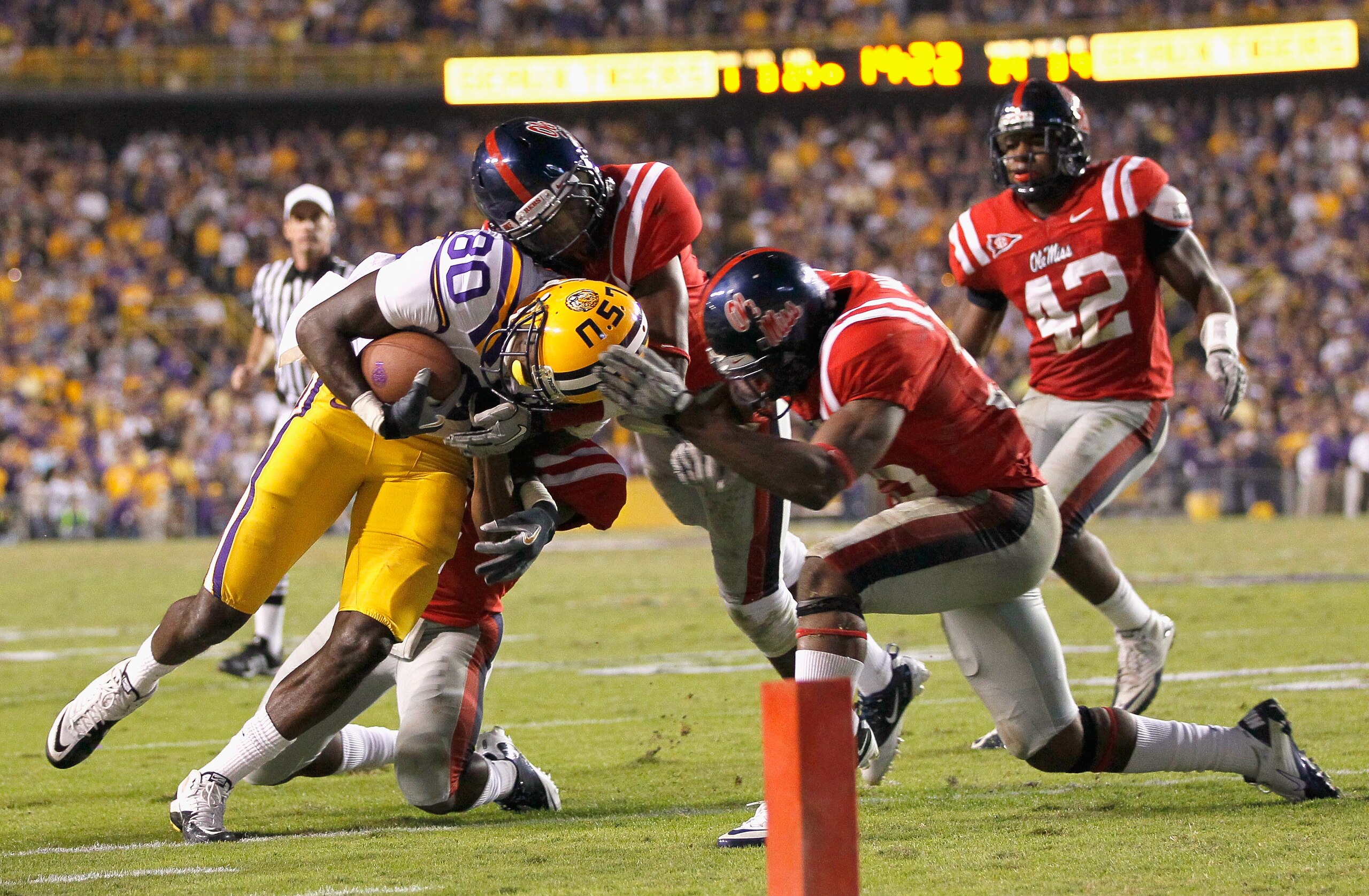 BATON ROUGE, LA - NOVEMBER 20:  Terrence Toliver #80 of the Louisiana State University Tigers against the Ole Miss Rebels at Tiger Stadium on November 20, 2010 in Baton Rouge, Louisiana.  (Photo by Kevin C. Cox/Getty Images)