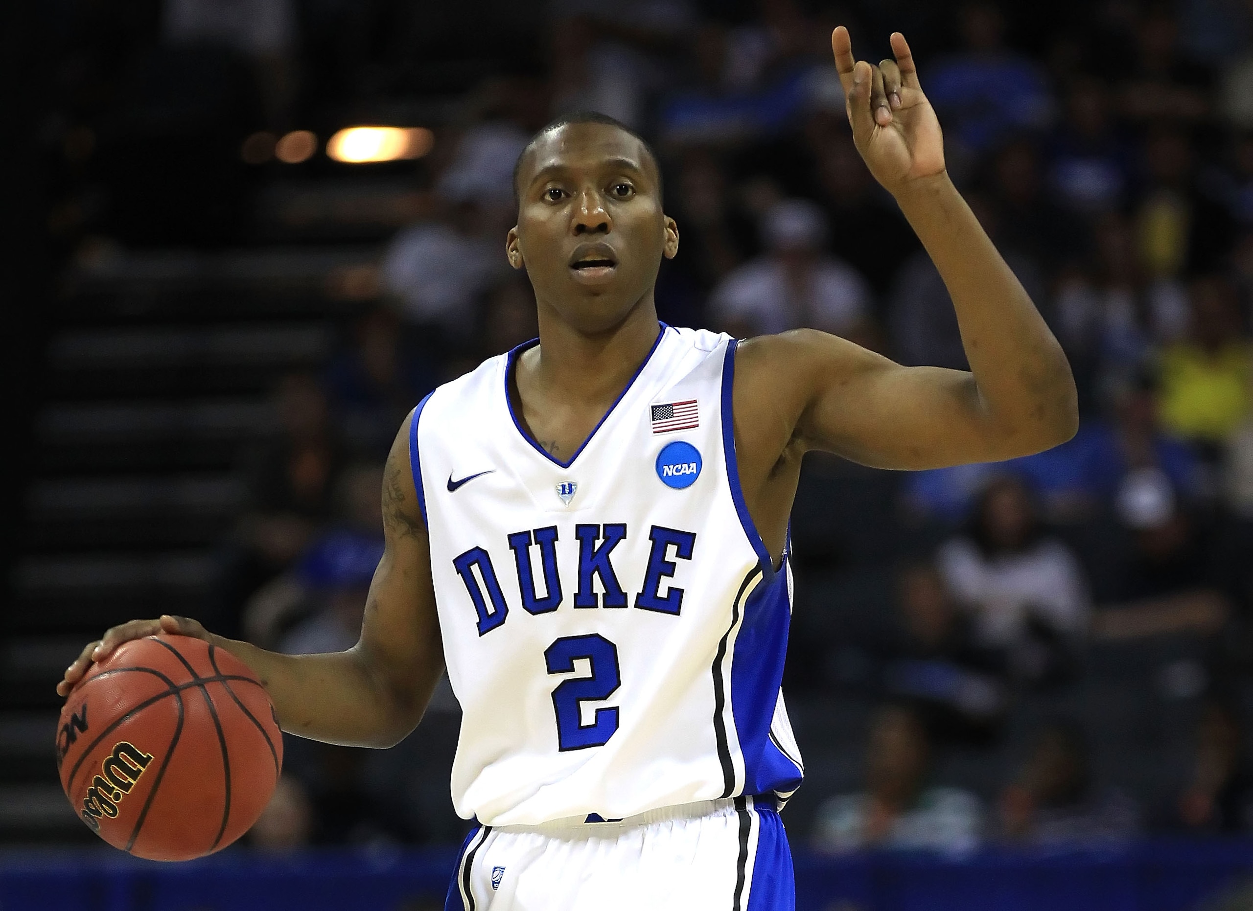 CHARLOTTE, NC - MARCH 20:  Nolan Smith #2 of the Duke Blue Devils calls a play in the second half while taking on the Michigan Wolverines during the third round of the 2011 NCAA men's basketball tournament at Time Warner Cable Arena on March 20, 2011 in C
