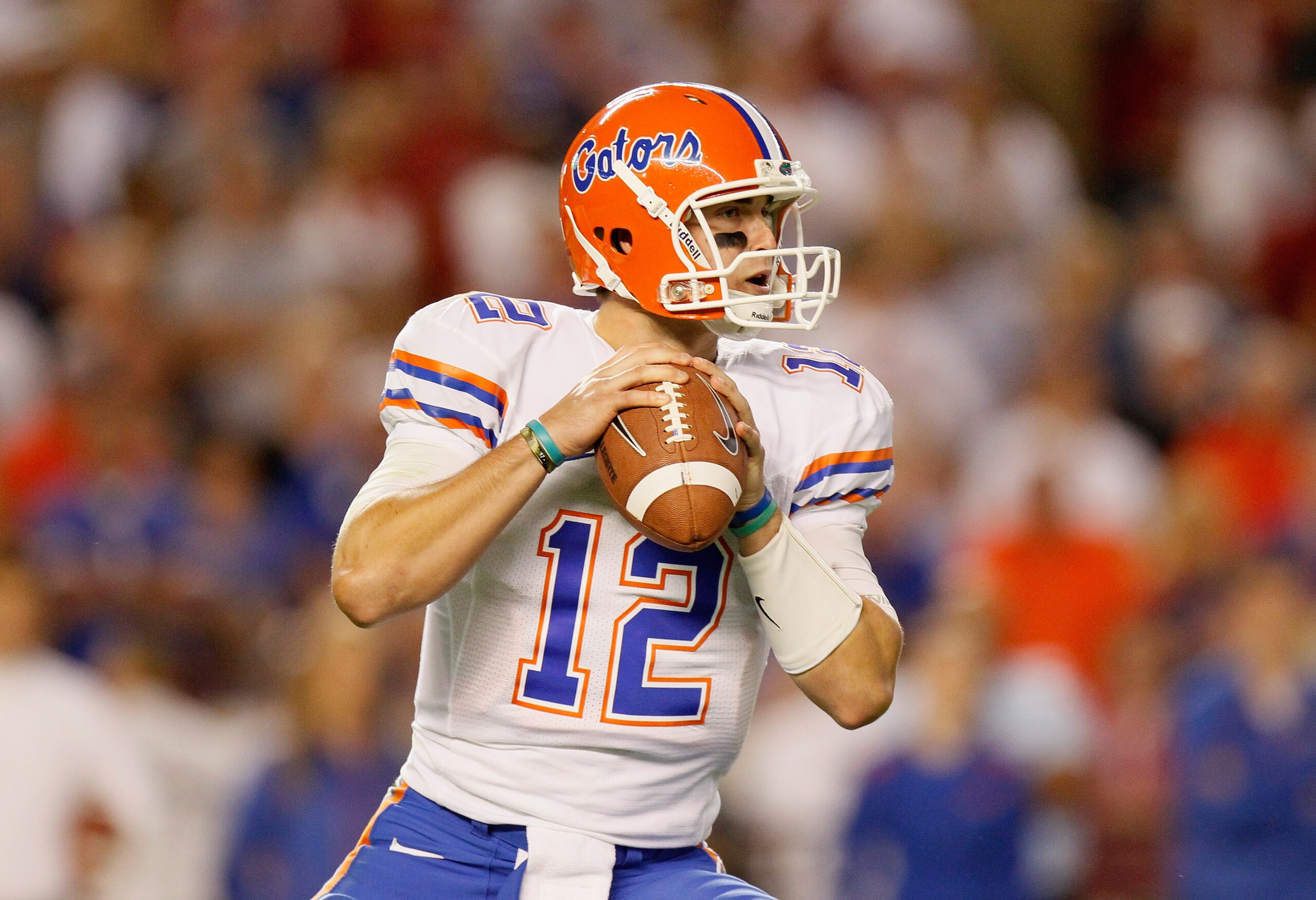TUSCALOOSA, AL - OCTOBER 02:  Quarterback John Brantley #12 of the Florida Gators against the Alabama Crimson Tide at Bryant-Denny Stadium on October 2, 2010 in Tuscaloosa, Alabama.  (Photo by Kevin C. Cox/Getty Images)