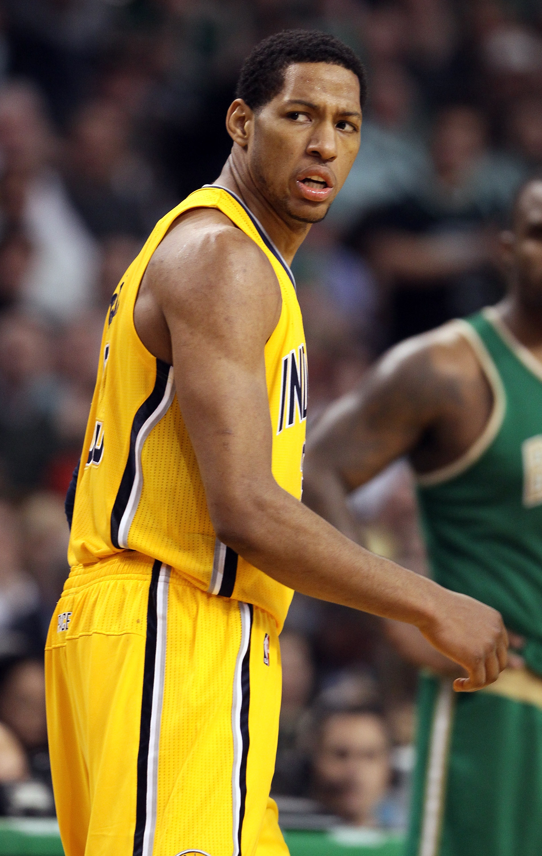 BOSTON, MA - MARCH 16:  Danny Granger #33 of the Indiana Pacers reacts after he is called for a technical foul in the second half against the Boston Celtics on March 16, 2011 at the TD Garden in Boston, Massachusetts. The Celtics defeated the Indiana Pace