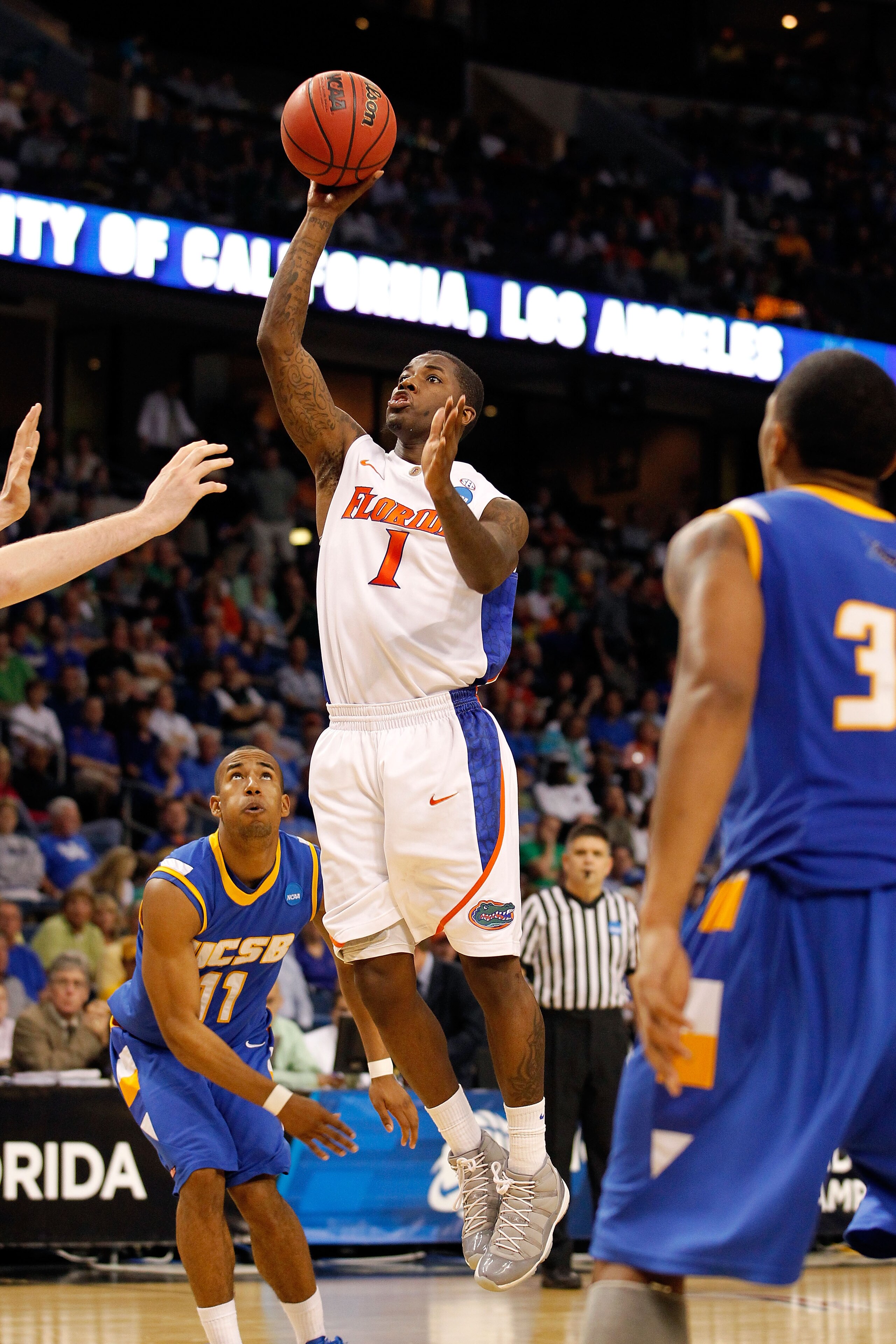 TAMPA, FL - MARCH 17:  Kenny Boynton #1 of the Florida Gators attempts a shot against the UC Santa Barbara Gauchos during the second round of the 2011 NCAA men's basketball tournament at St. Pete Times Forum on March 17, 2011 in Tampa, Florida. Florida wo