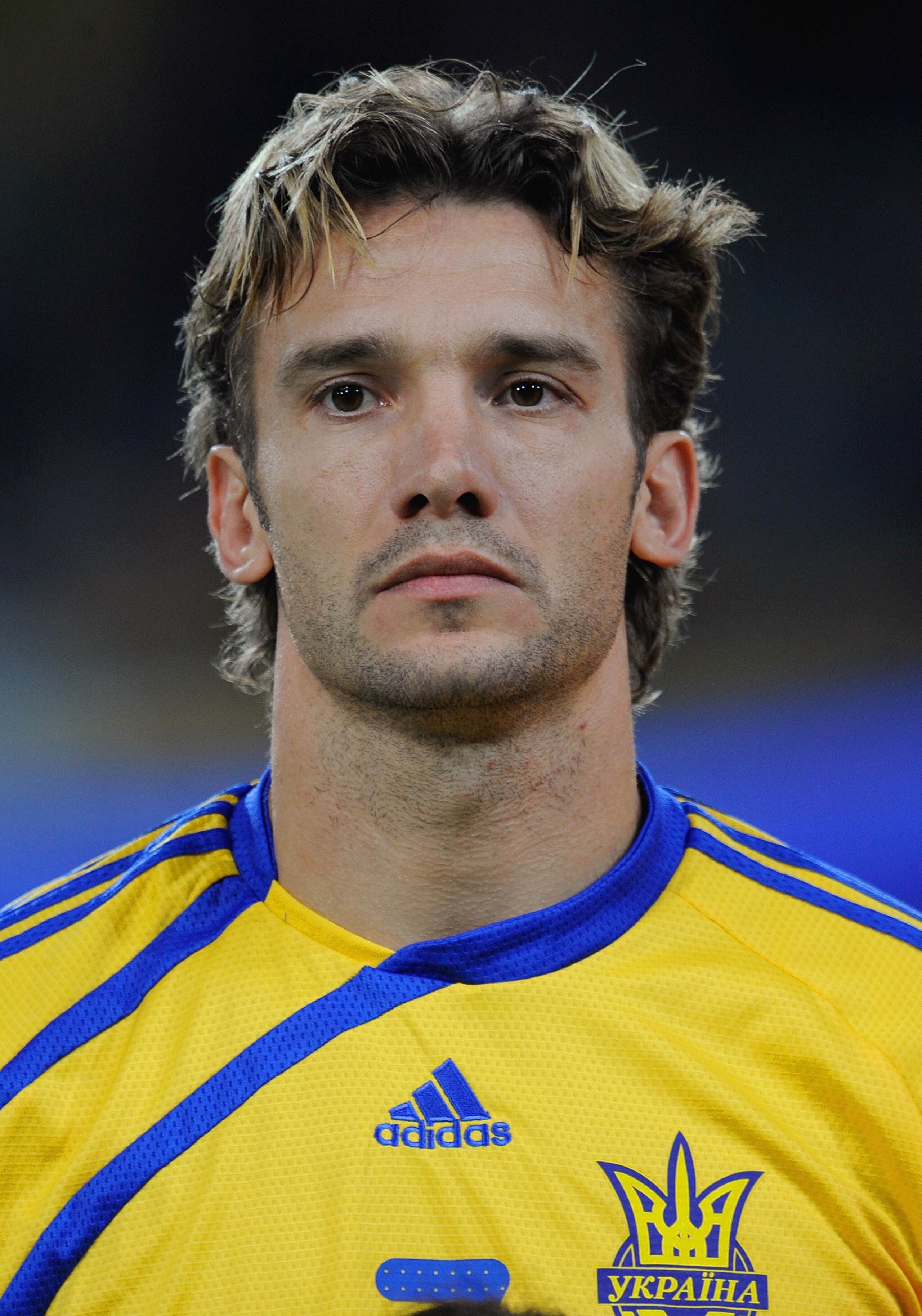 DNEPROPETROVSK, UKRAINE - OCTOBER 10:  Andriy Shevchenko of the Ukraine lines up before the FIFA 2010 World Cup Group 6 Qualifying match between Ukraine and England at the Dnipro Arena on October 10, 2009 in Dnepropetrovsk, Ukraine.  (Photo by Michael Reg