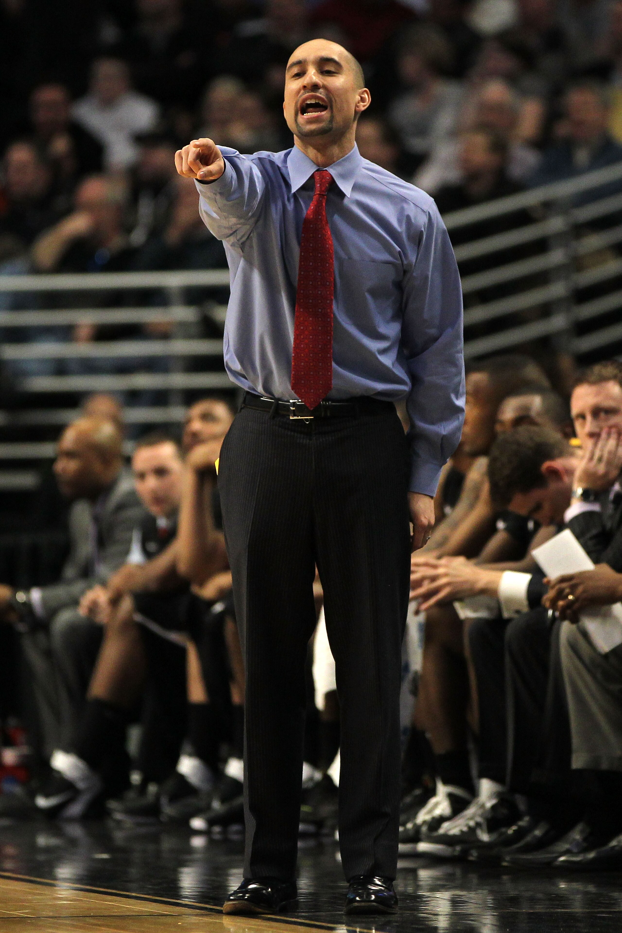 CHICAGO, IL - MARCH 18:  Head coach Shaka Smart of the Virginia Commonwealth Rams reacts in the first half against the Georgetown Hoyas during the second round of the 2011 NCAA men's basketball tournament at the United Center on March 18, 2011 in Chicago,