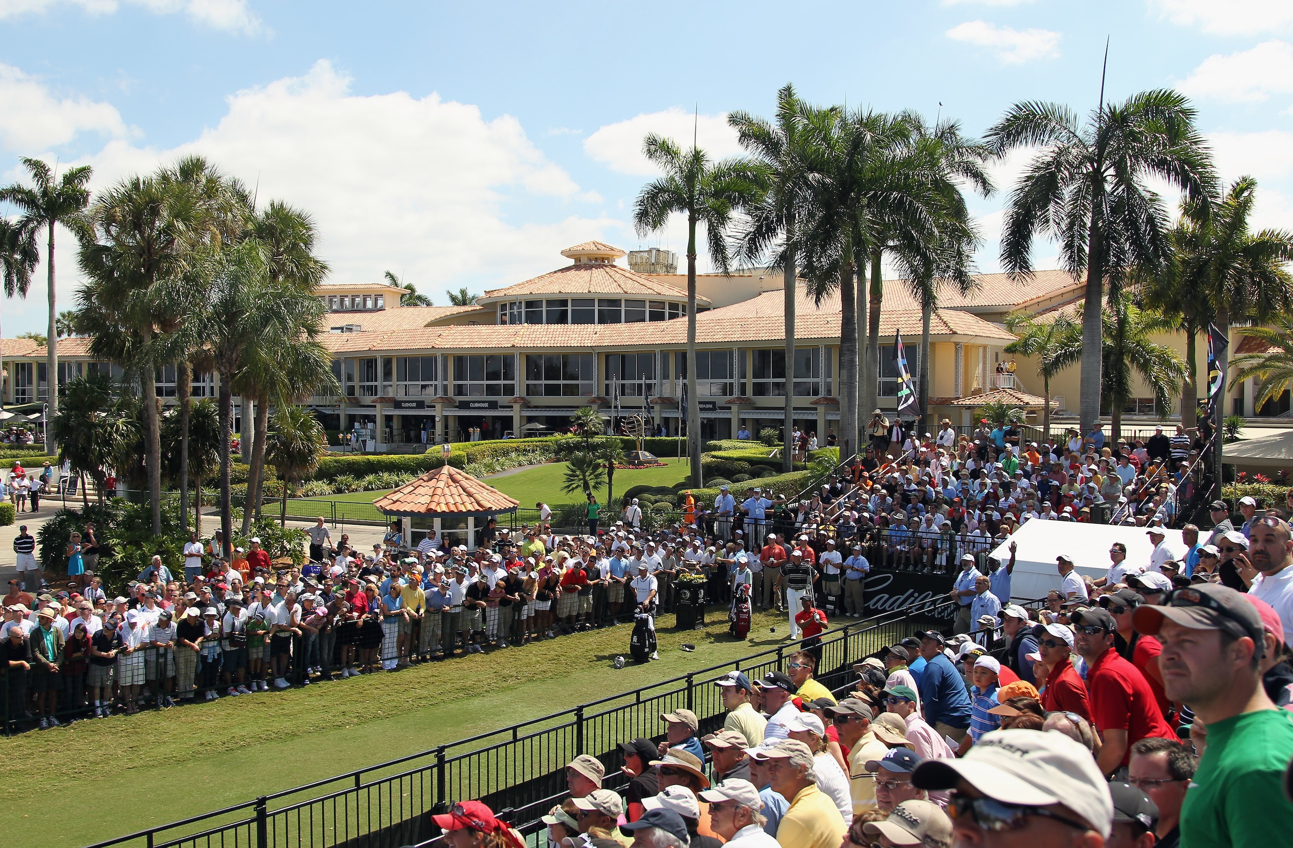 DORAL, FL - MARCH 13:  Tiger Woods hits his tee shot on the first hole during the final round of the 2011 WGC- Cadillac Championship at the TPC Blue Monster at the Doral Golf Resort and Spa on March 13, 2011 in Doral, Florida.  (Photo by Mike Ehrmann/Gett