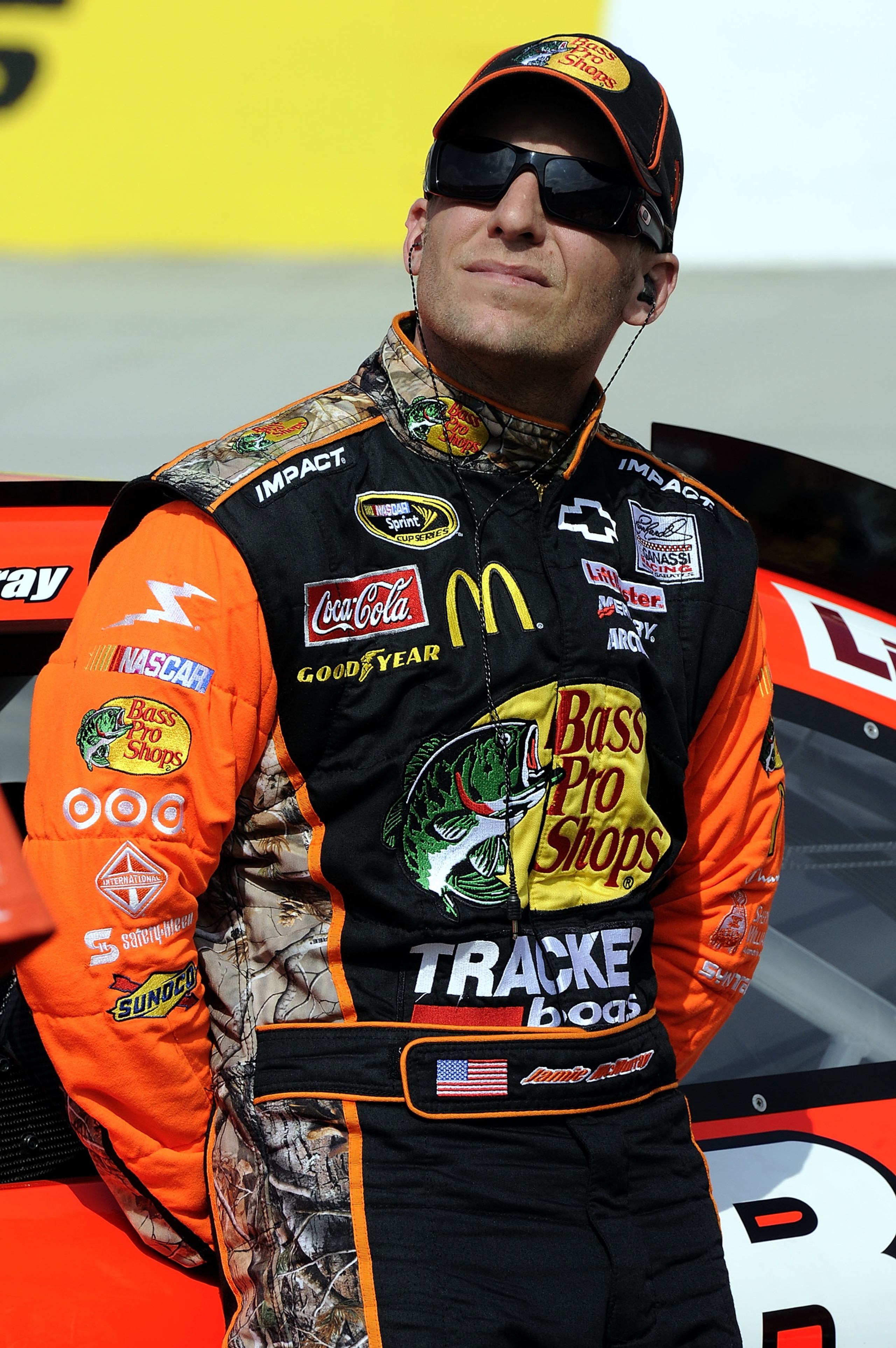BRISTOL, TN - MARCH 18: Jamie McMurray, driver of the #1 Bass Pro Shops/Tracker Chevrolet, stands on the grid during qualifying for the NASCAR Sprint Cup Series Jeff Byrd 500 Presented By Food City at Bristol Motor Speedway on March 18, 2011 in Bristol, BRISTOL, TN - MARCH 18: Jamie McMurray, driver of the #1 Bass Pro Shops/Tracker Chevrolet, stands on the grid during qualifying for the NASCAR Sprint Cup Series Jeff Byrd 500 Presented By Food City at Bristol Motor Speedway on March 18, 2011 in Bristol,