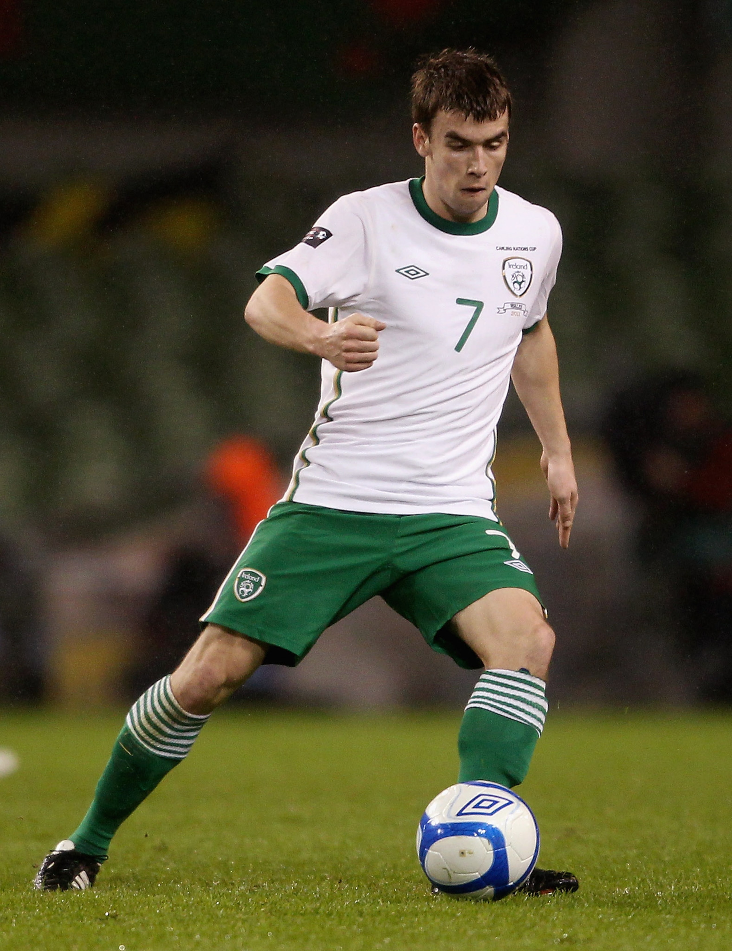 DUBLIN, IRELAND - FEBRUARY 08: Seamus Coleman of Ireland during the Carling Nations Cup between Republic of Ireland and Wales at Aviva Stadium on February 8, 2011 in Dublin, Ireland.  (Photo by Scott Heavey/Getty Images)