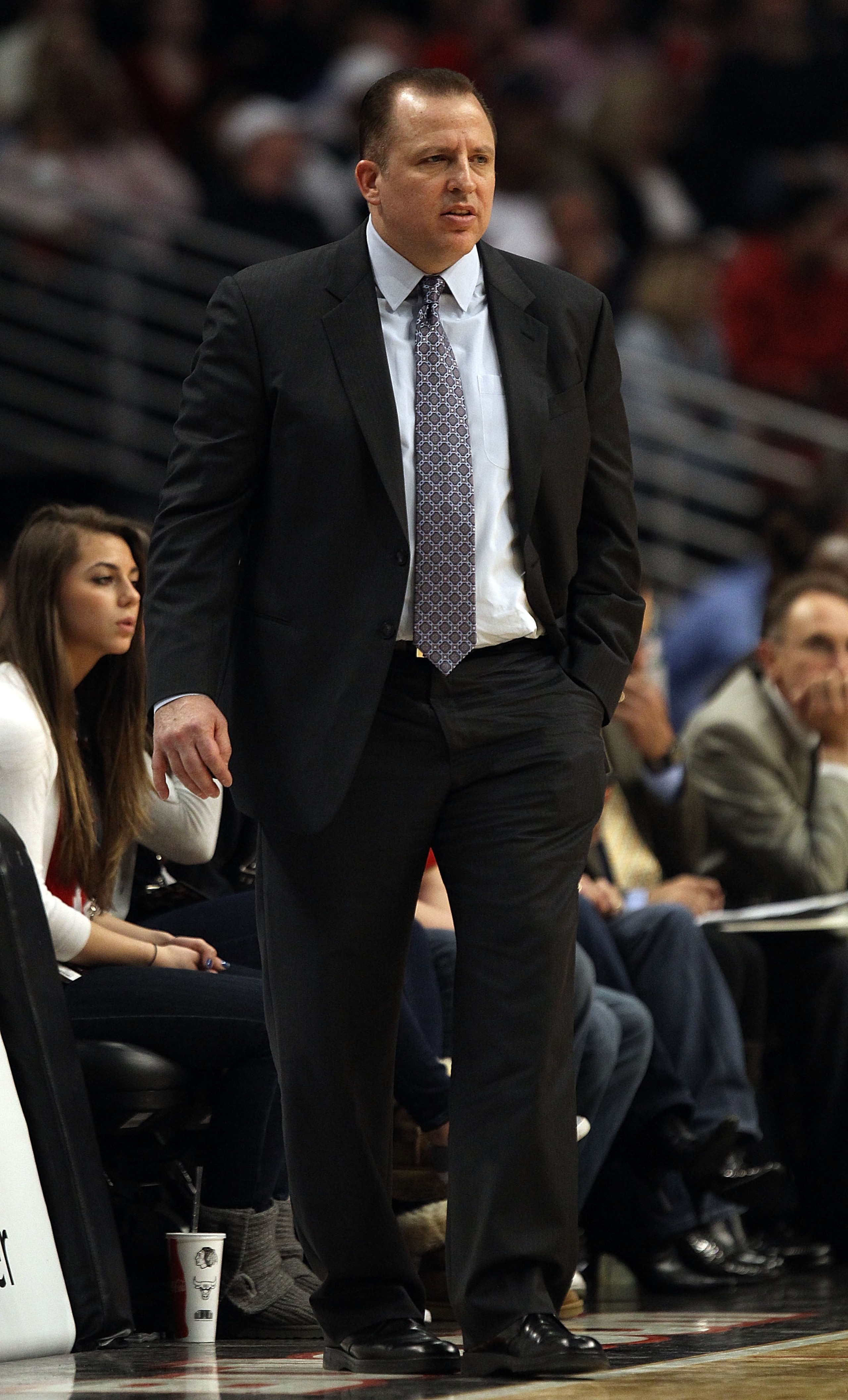 CHICAGO, IL - MARCH 21: Head coach Tom Thibodeau of the Chicago Bulls watches as his team takes on the Sacramento Kings at the United Center on March 21, 2011 in Chicago, Illinois. The Bulls defeated the Kings 132-92. NOTE TO USER: User expressly acknowle