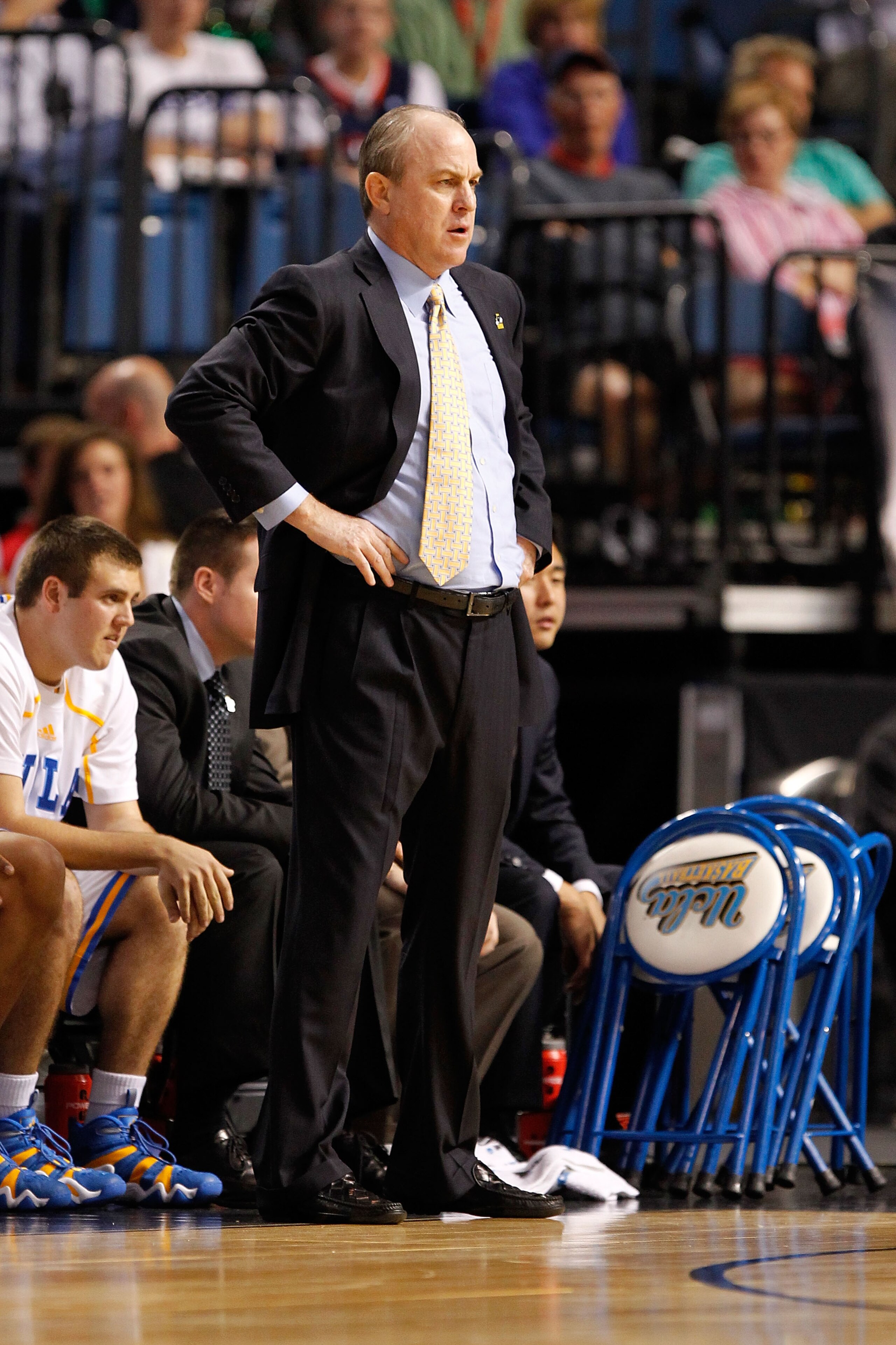 TAMPA, FL - MARCH 17:  Head coach Ben Howland of the UCLA Bruins coaches against the Michigan State Spartans during the second round of the 2011 NCAA men's basketball tournament at St. Pete Times Forum on March 17, 2011 in Tampa, Florida.  (Photo by J. Me