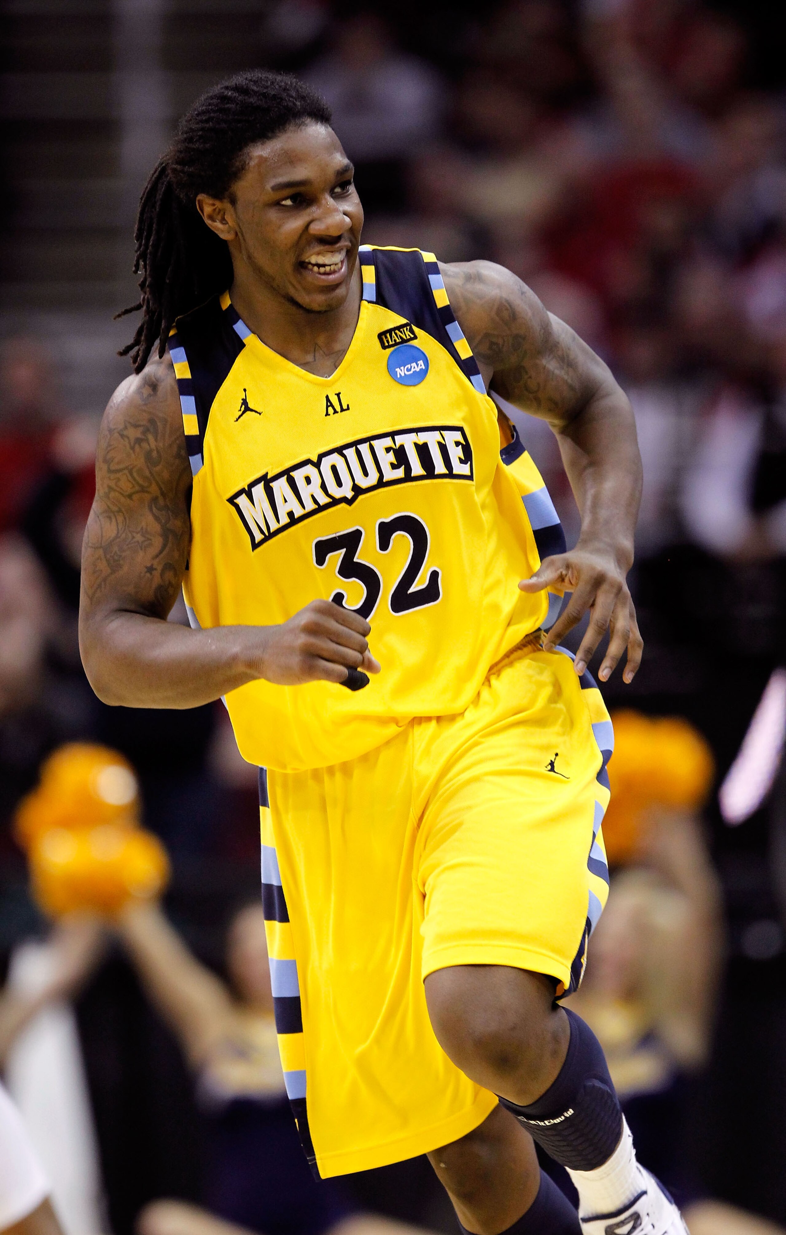 CLEVELAND, OH - MARCH 20: Jae Crowder #32 of the Marquette Golden Eagles reacts late in the game against the Syracuse Orange during the third of the 2011 NCAA men's basketball tournament at Quicken Loans Arena on March 20, 2011 in Cleveland, Ohio.  (Photo