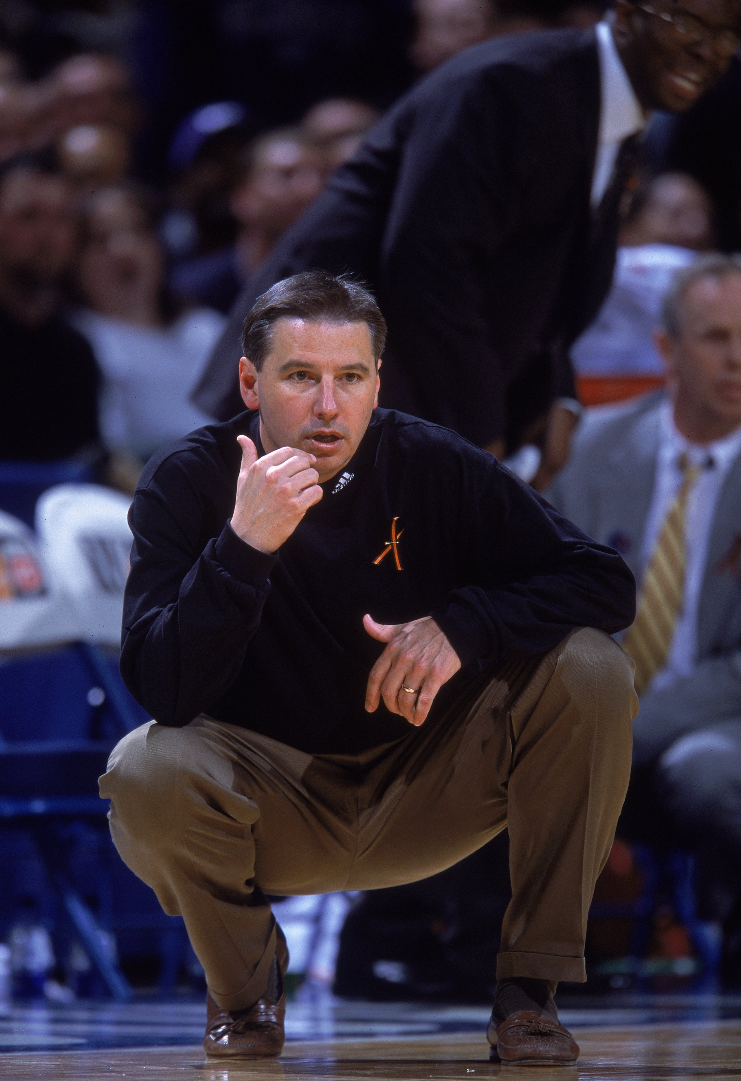9 Mar 2001:  Head Coach Larry Eustachy of the Iowa State Cyclones watches the action during the Big 12 Tournament Game against the Baylor Bears at the Kemper Arena in Kansas City, Missouri. The Cyclones defeated the Bears 62-49.Mandatory Credit: Brian Bah