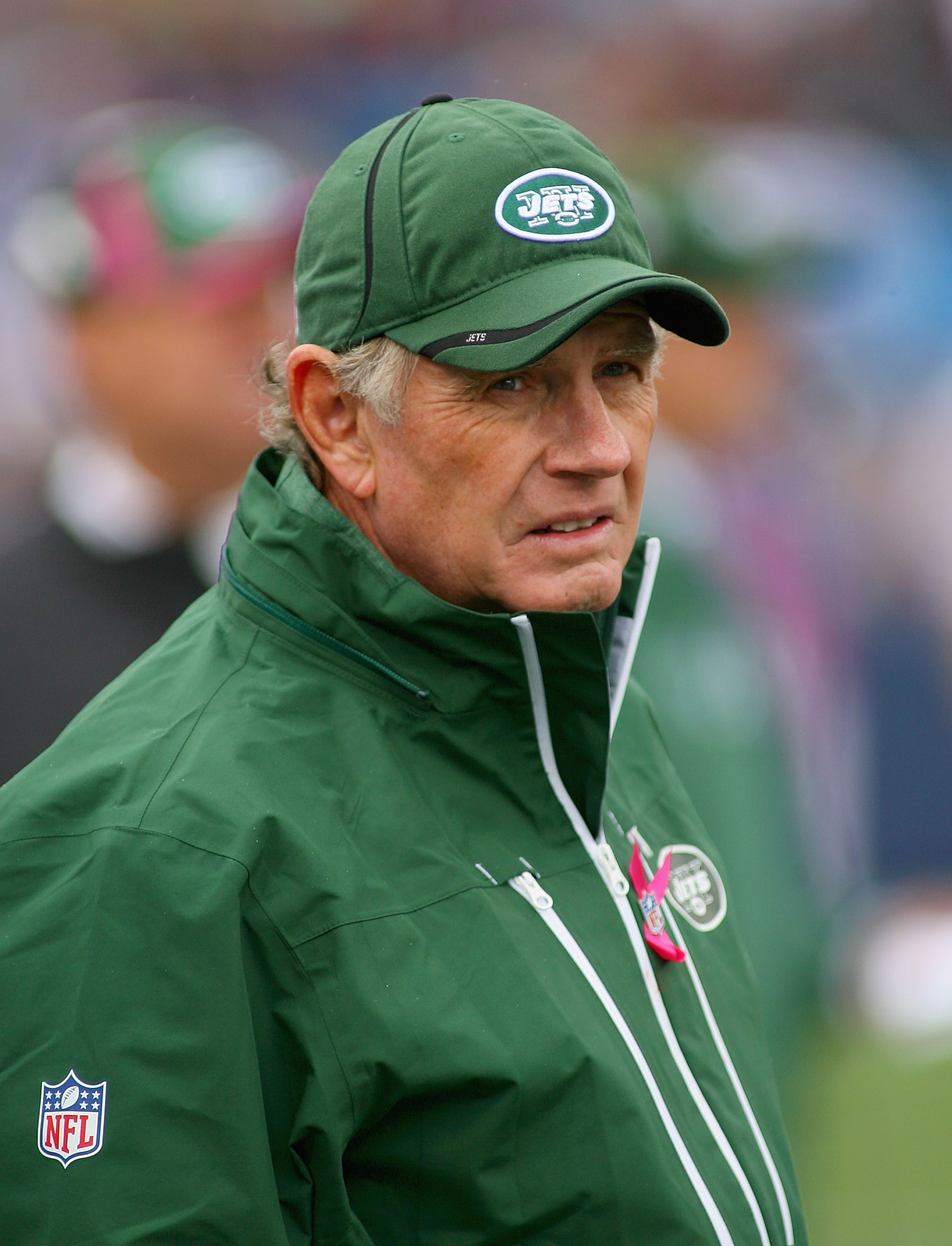 ORCHARD PARK, NY - OCTOBER 03:  Mike Westhoff, Special Teams Coordinator of the New York Jets stands on the sidelines against  the Buffalo Bills at Ralph Wilson Stadium on October 3, 2010 in Orchard Park, New York. The Jets won 38-14.  (Photo by Rick Stew