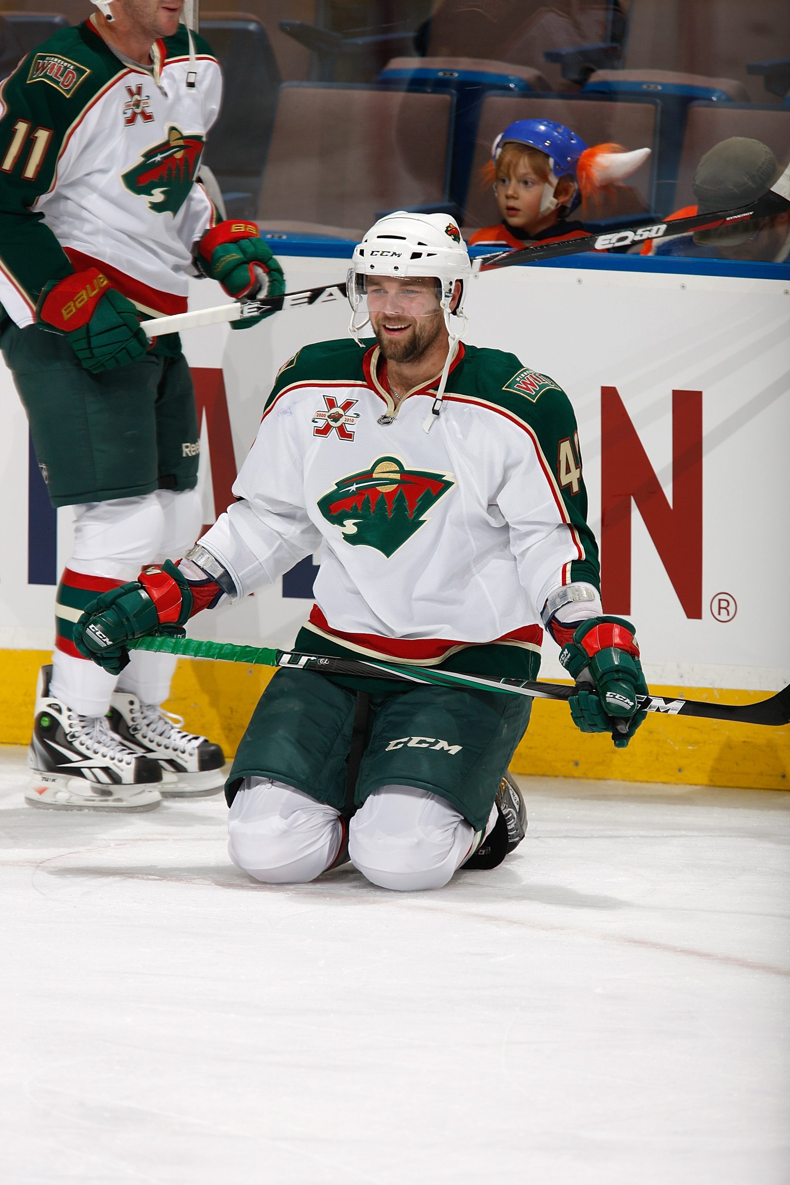 EDMONTON, CANADA - OCTOBER 21: Guillaume Latendresse #48 of the Minnesota Wild skates against the Edmonton Oilers on October 21, 2010 at Rexall Place in Edmonton, Alberta, Canada. (Photo by Dale MacMillan/Getty Images)