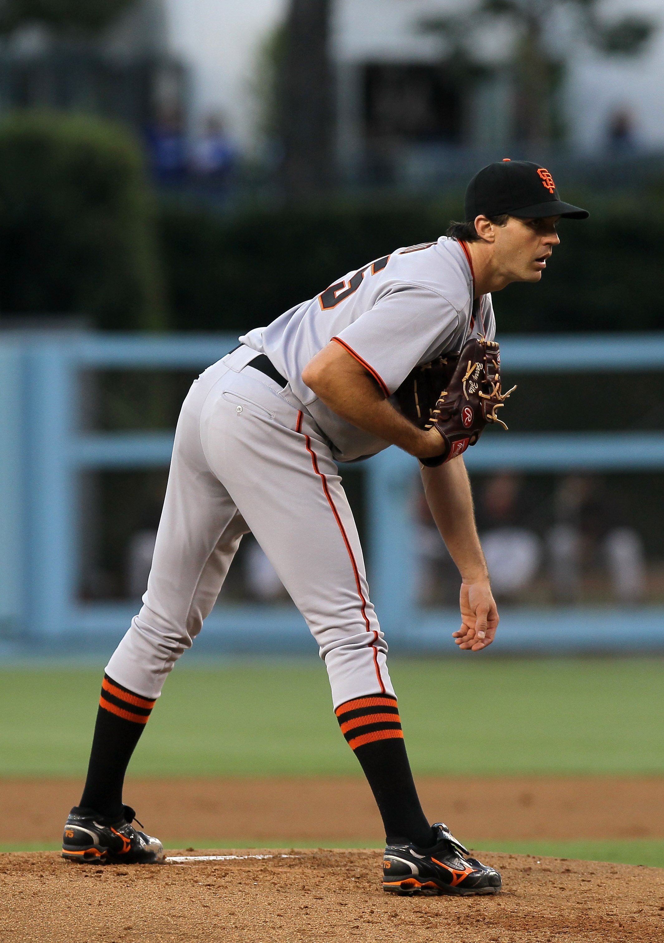 LOS ANGELES, CA - JULY 21:  Barry Zito #75 of the San Francisco Giants throws a pitch against the Los Angeles Dodgers on July 21, 2010 at Dodger Stadium in Los Angeles, California. The Dodgers won 2-0.  (Photo by Stephen Dunn/Getty Images)