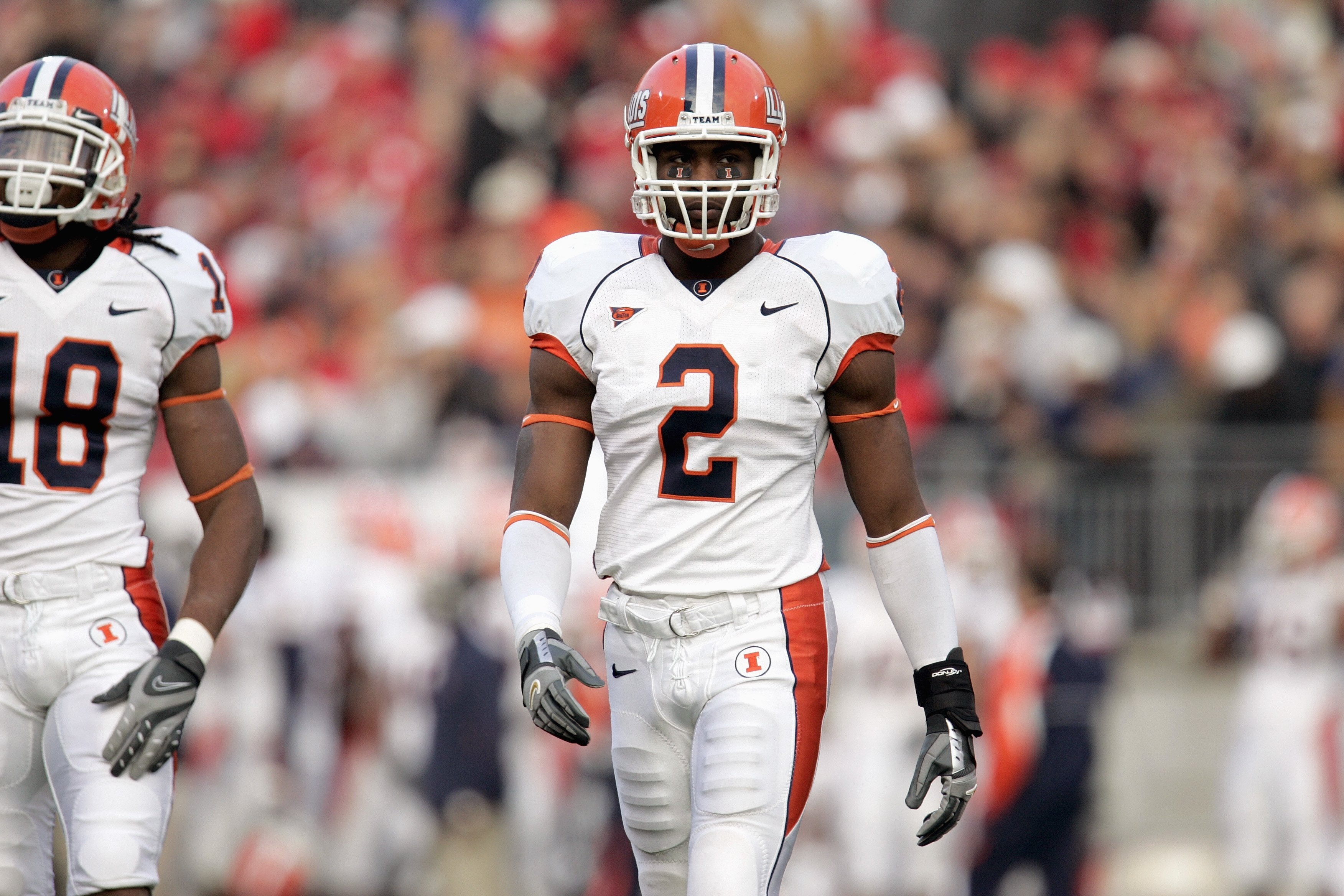 COLUMBUS - NOVEMBER 10: Martez Wilson #2 of the Illinois Fighting Illini walks on the field during the game against the Ohio State Buckeyes at Ohio Stadium November 10, 2007 in Columbus, Ohio.  Illinois defeated Ohio State 28-21.  (Photo by David Maxwell/