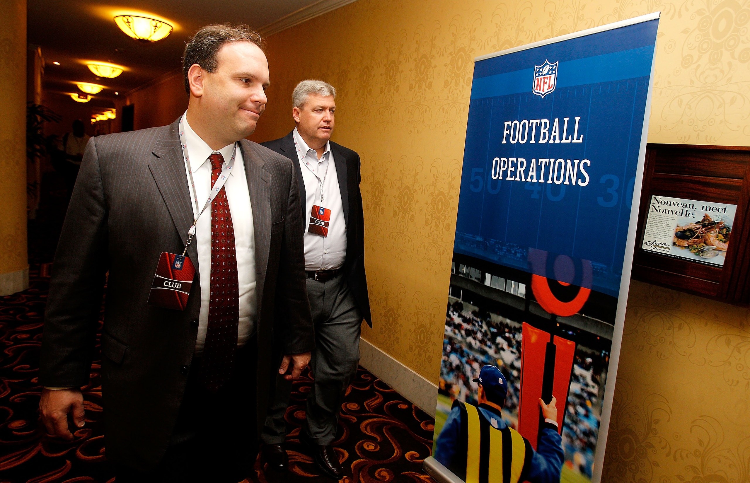NEW ORLEANS, LA - MARCH 21: New York Jets head coach Rex Ryan (R) attends the NFL Annual Meetings at the Roosevelt Hotel on March 21, 2011 in New Orleans, Louisiana. Despite a NFL owners imposed lockout in effect since March 12 the league is conducting it