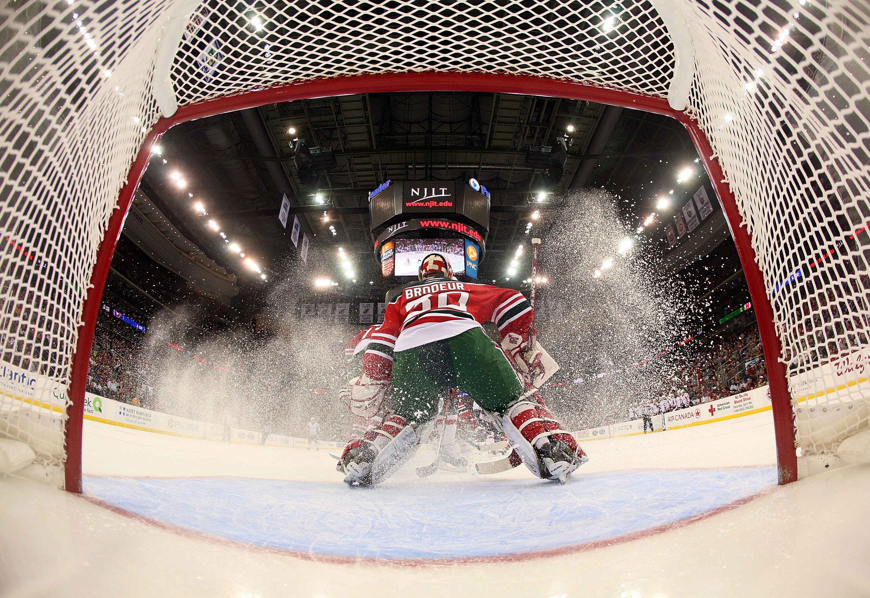 NEWARK, NJ - MARCH 18: Martin Brodeur #30 of the New Jersey Devils tends net against the Washington Capitals at the Prudential Center on March 18, 2011 in Newark, New Jersey. The Capitals defeated the Devils 3-0. (Photo by Bruce Bennett/Getty Images)