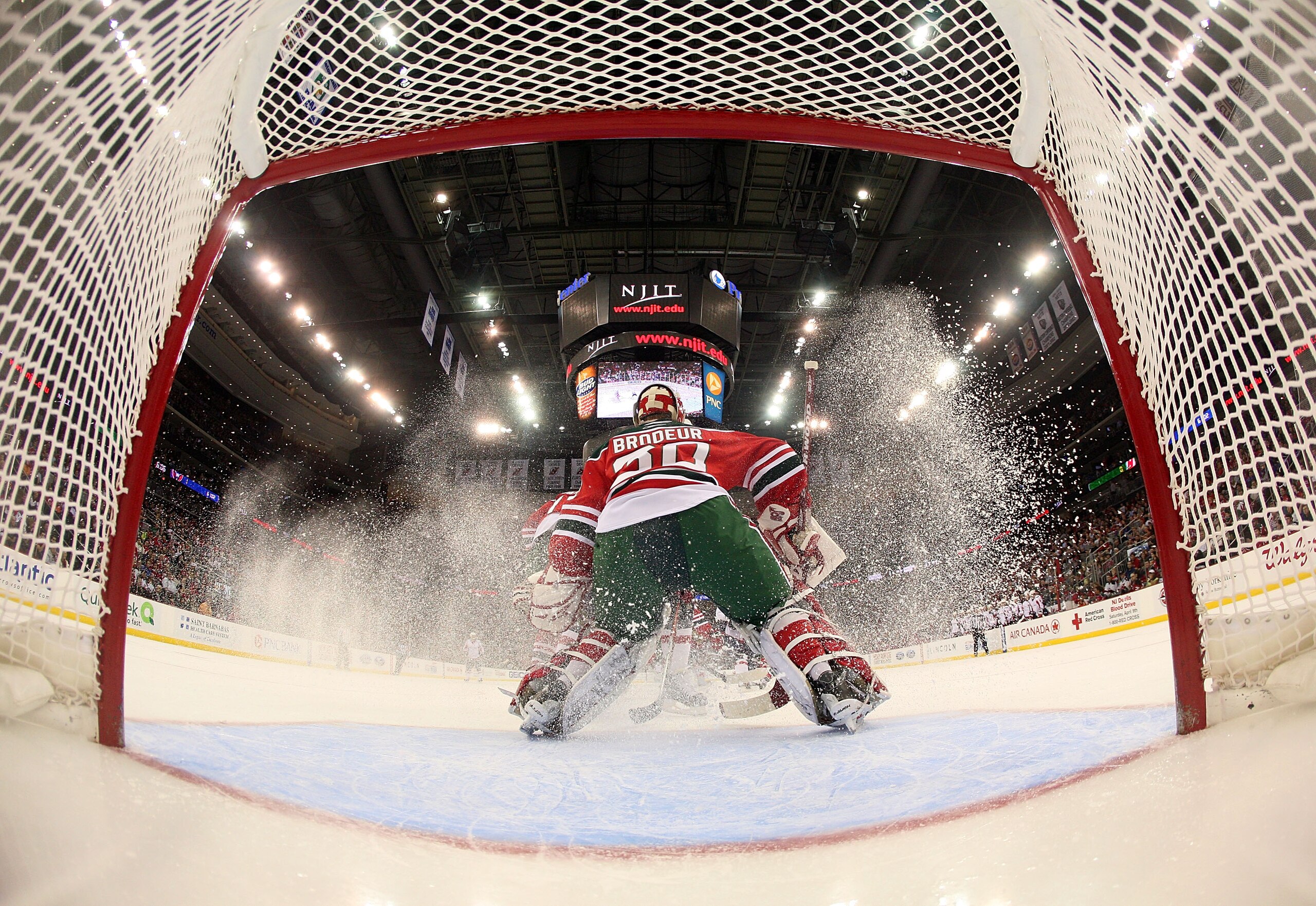 NEWARK, NJ - MARCH 18: Martin Brodeur #30 of the New Jersey Devils tends net against the Washington Capitals at the Prudential Center on March 18, 2011 in Newark, New Jersey. The Capitals defeated the Devils 3-0. (Photo by Bruce Bennett/Getty Images)
