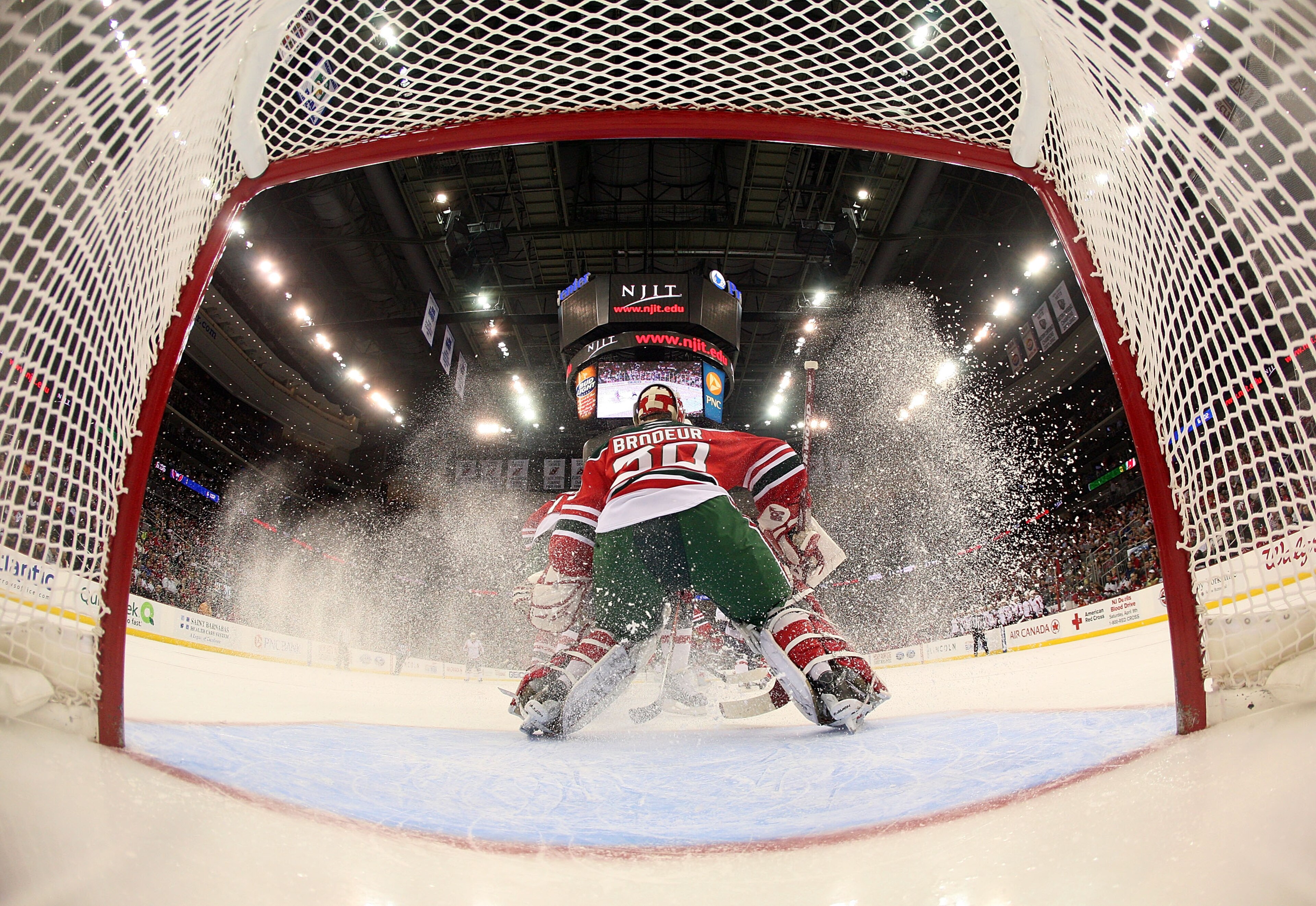 NEWARK, NJ - MARCH 18: Martin Brodeur #30 of the New Jersey Devils tends net against the Washington Capitals at the Prudential Center on March 18, 2011 in Newark, New Jersey. The Capitals defeated the Devils 3-0. (Photo by Bruce Bennett/Getty Images)