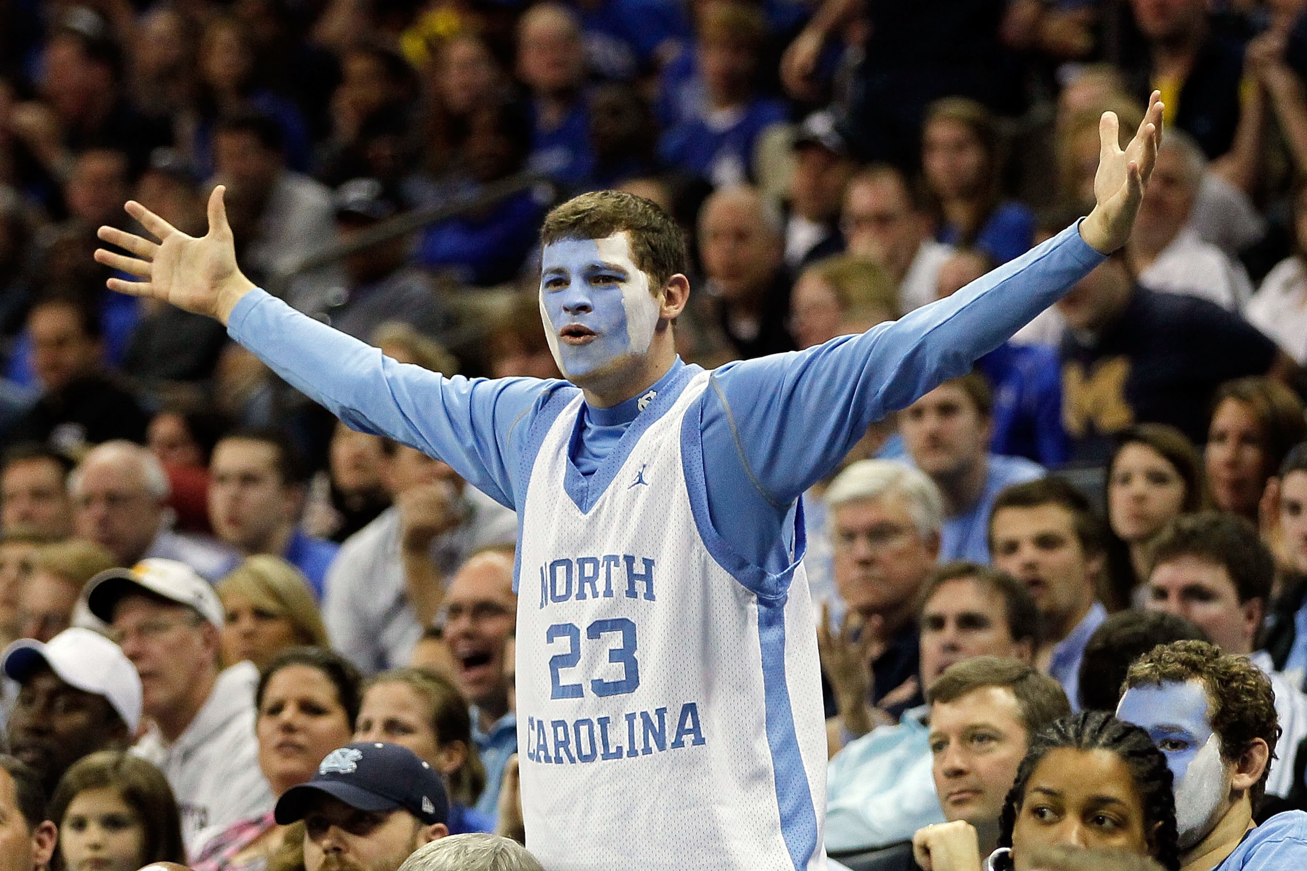 CHARLOTTE, NC - MARCH 20:  A North Carolina Tar Heels reacts while the Tar Heels take on the Washington Huskies during the third round of the 2011 NCAA men's basketball tournament at Time Warner Cable Arena on March 20, 2011 in Charlotte, North Carolina.