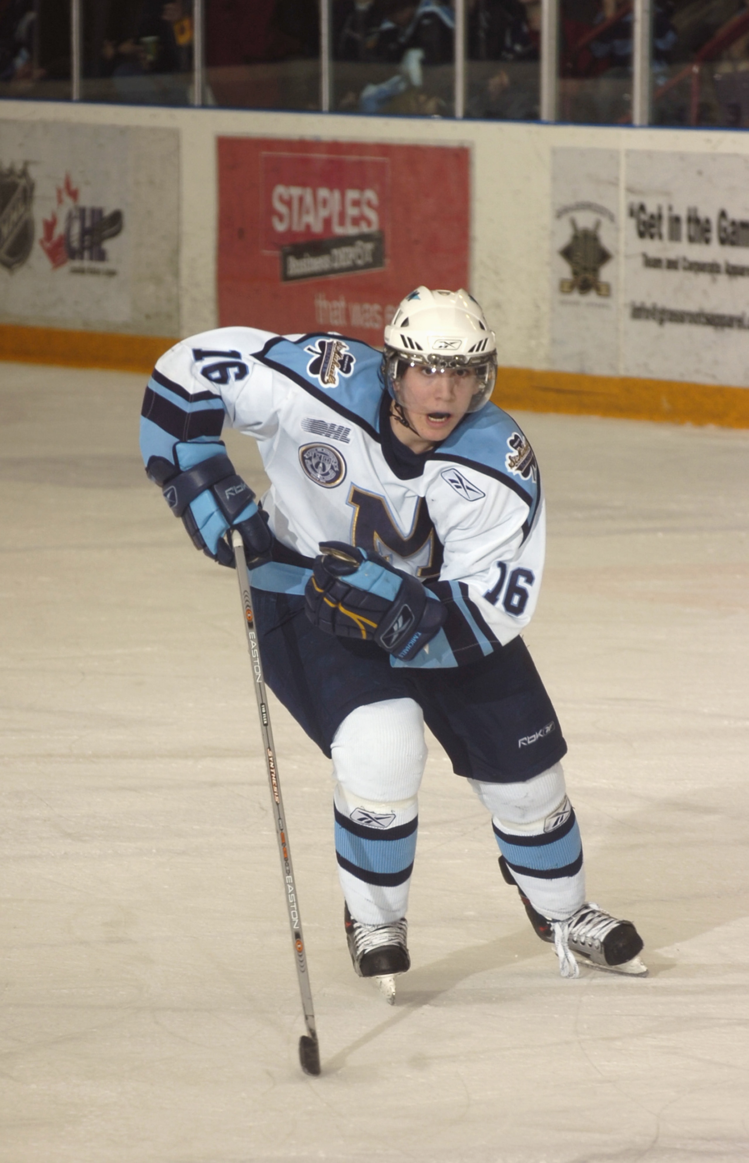 TORONTO - MARCH 9: Justin DiBenedetto #16 of the Toronto St. Michael's Majors skates during the OHL game against Oshawa Generals at St. Michael's College School Arena, March 9, 2006 in Toronto, Ontario, Canada. (Photo by Dave Abel/Getty Images)
