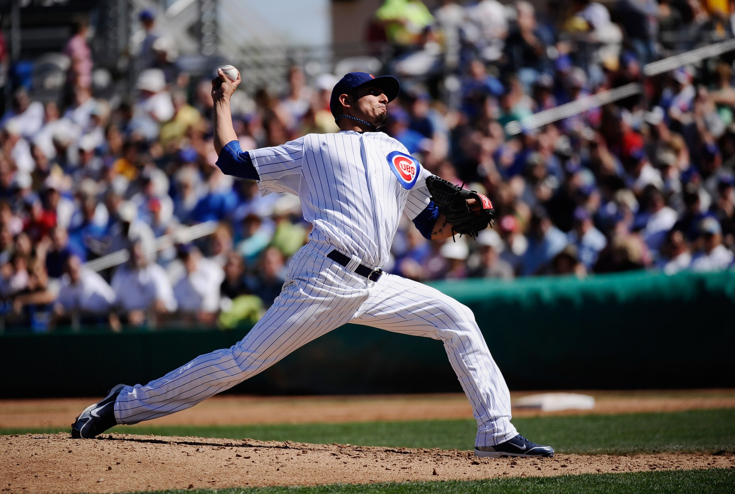 MESA, AZ - MARCH 09:  Matt Garza #17 pitcher of the Chicago Cubs throws a ptich against the Kansas City Royals during the spring training baseball game at HoHoKam Stadium on March 9, 2011 in Mesa, Arizona.  (Photo by Kevork Djansezian/Getty Images)