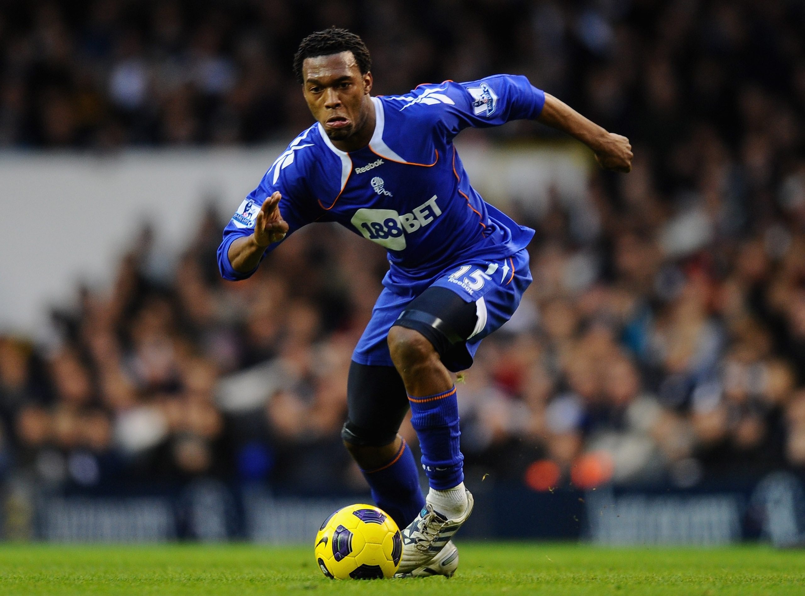 LONDON, ENGLAND - FEBRUARY 05:  Daniel Sturridge of Bolton Wanderers runs with the ball during the Barclays Premier League match between Tottenham Hotspur and Bolton Wanderers at White Hart Lane on February 5, 2011 in London, England.  (Photo by Mike Hewi