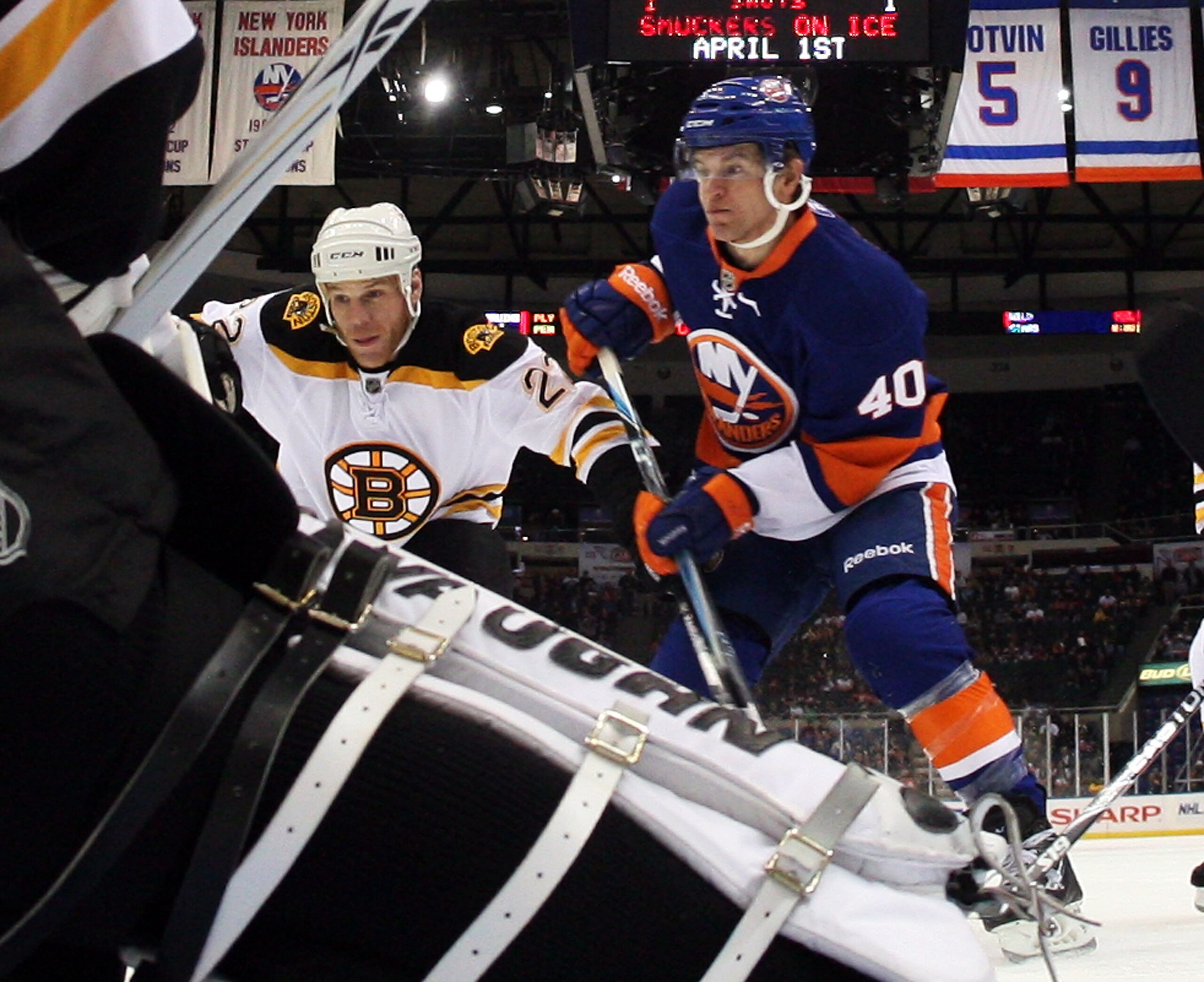 UNIONDALE, NY - MARCH 11:  Michael Grabner #40 of the New York Islanders skates against the Boston Bruins at the Nassau Coliseum on March 11, 2011 in Uniondale, New York.  (Photo by Bruce Bennett/Getty Images)