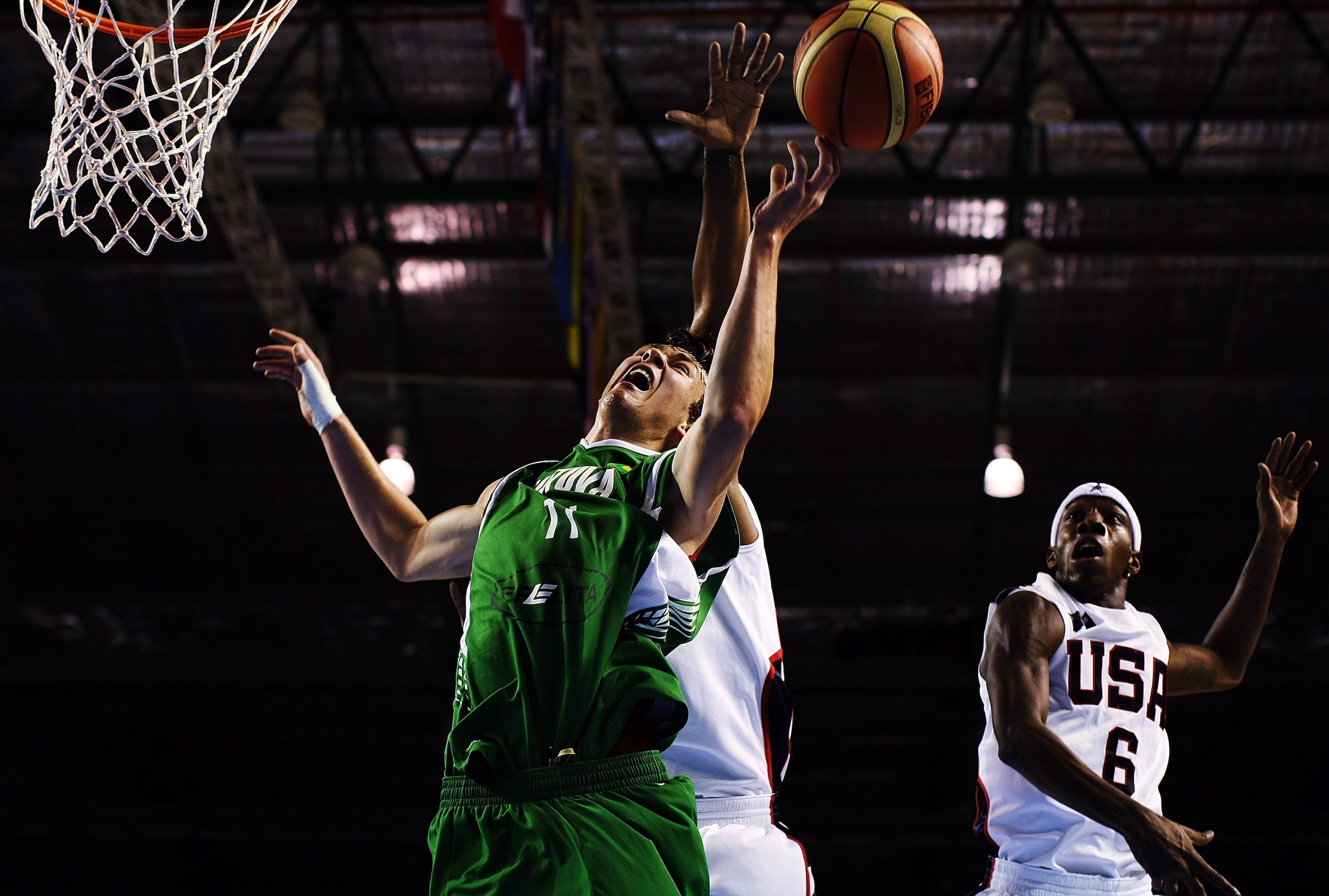 AUCKLAND, NEW ZEALAND - JULY 08:  Donatas Motiejunas of Lithuania loses the ball during the U19 Basketball World Championships match between the United States and Lithuania at North Shore Events Centre on July 8, 2009 in Auckland, New Zealand.  (Photo by 