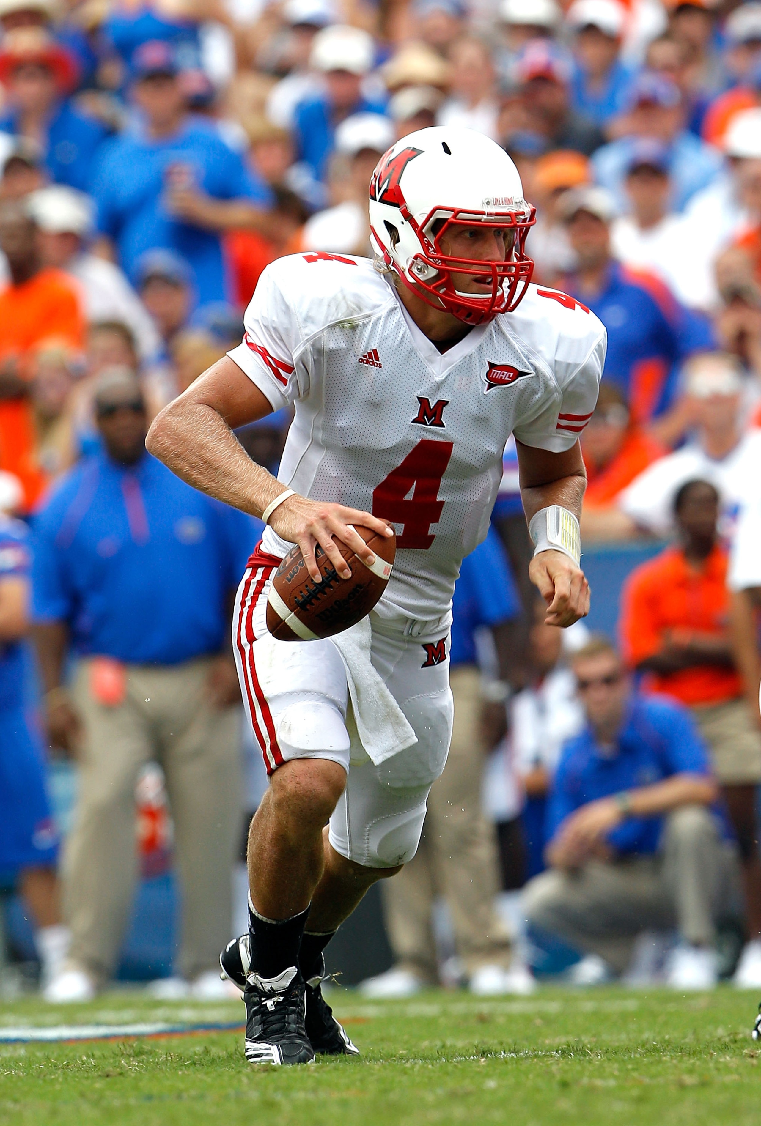 GAINESVILLE, FL - SEPTEMBER 04: Quarterback Zac Dysert #4 of the Miami University RedHawks attempts a pass against the Florida Gators at Ben Hill Griffin Stadium on September 4, 2010 in Gainesville, Florida. (Photo by Sam Greenwood/Getty Images) GAINESVILLE, FL - SEPTEMBER 04: Quarterback Zac Dysert #4 of the Miami University RedHawks attempts a pass against the Florida Gators at Ben Hill Griffin Stadium on September 4, 2010 in Gainesville, Florida. (Photo by Sam Greenwood/Getty Images)