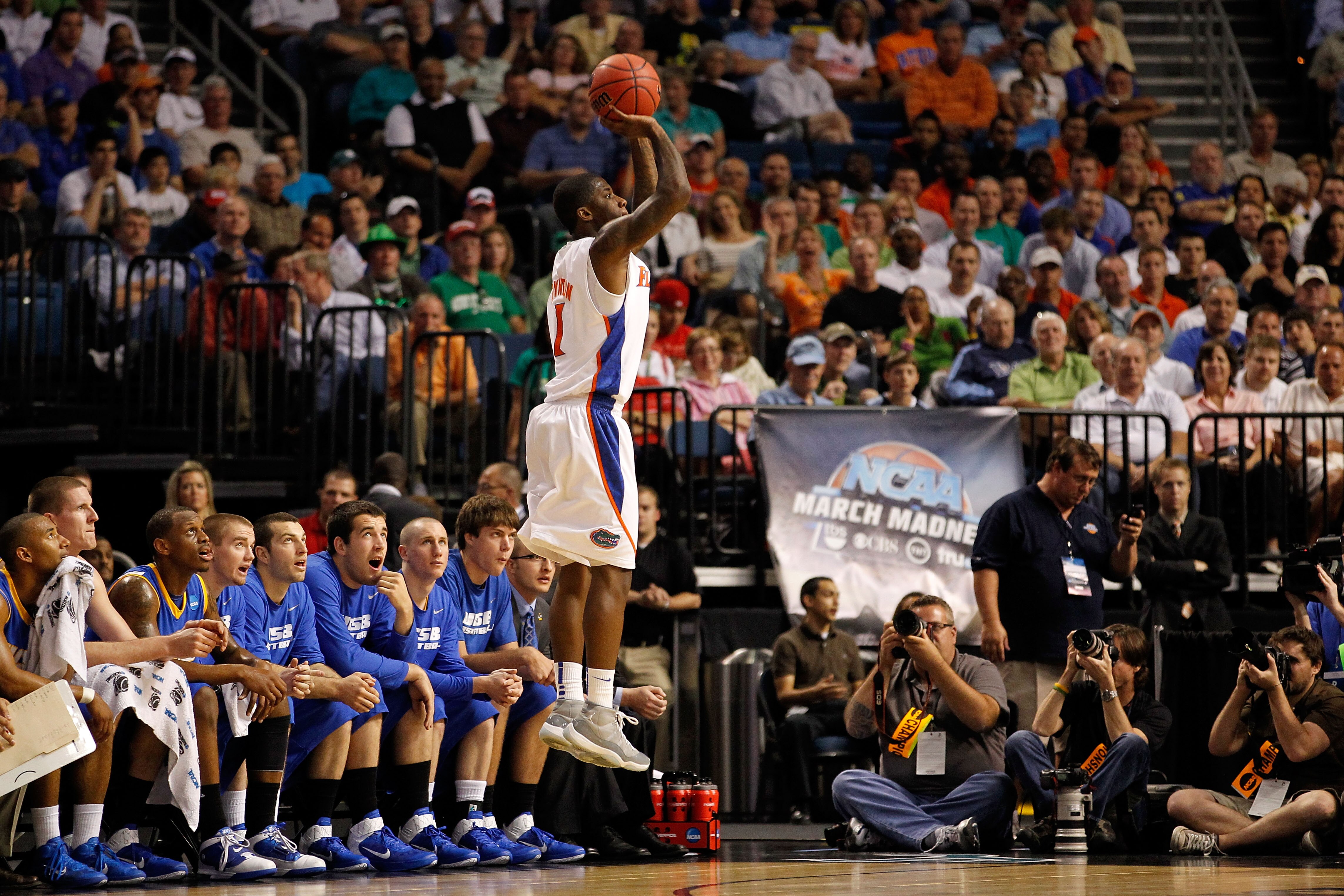 TAMPA, FL - MARCH 17:  Erving Walker #11 of the Florida Gators attempts a shot against the UC Santa Barbara Gauchos during the second round of the 2011 NCAA men's basketball tournament at St. Pete Times Forum on March 17, 2011 in Tampa, Florida. Florida w