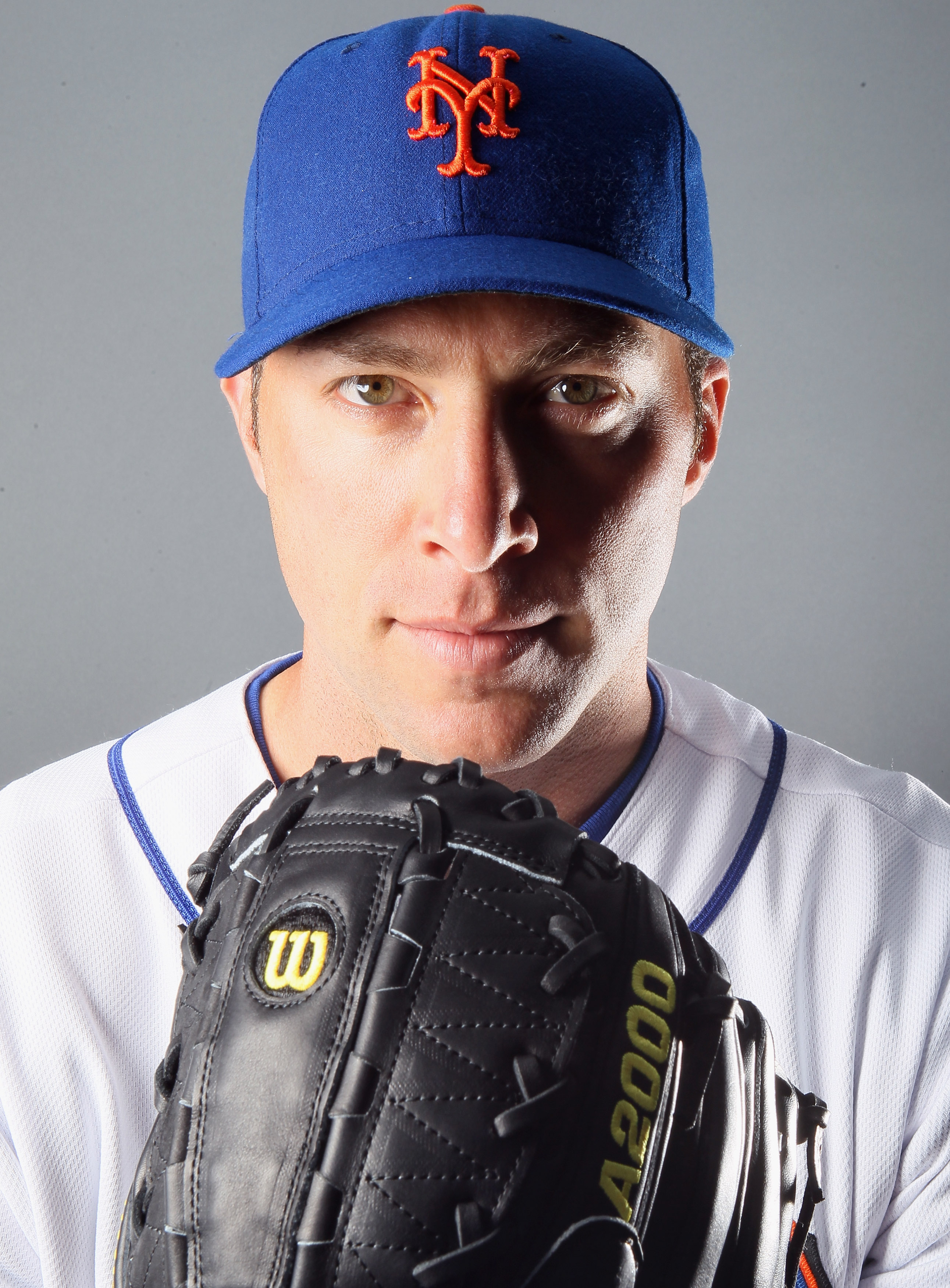 PORT ST. LUCIE, FL - FEBRUARY 24:  RY 24:  Chris Capuano #38 of the New York Mets poses for a portrait during the New York Mets Photo Day on February 24, 2011 at Digital Domain Park in Port St. Lucie, Florida.  (Photo by Elsa/Getty Images)