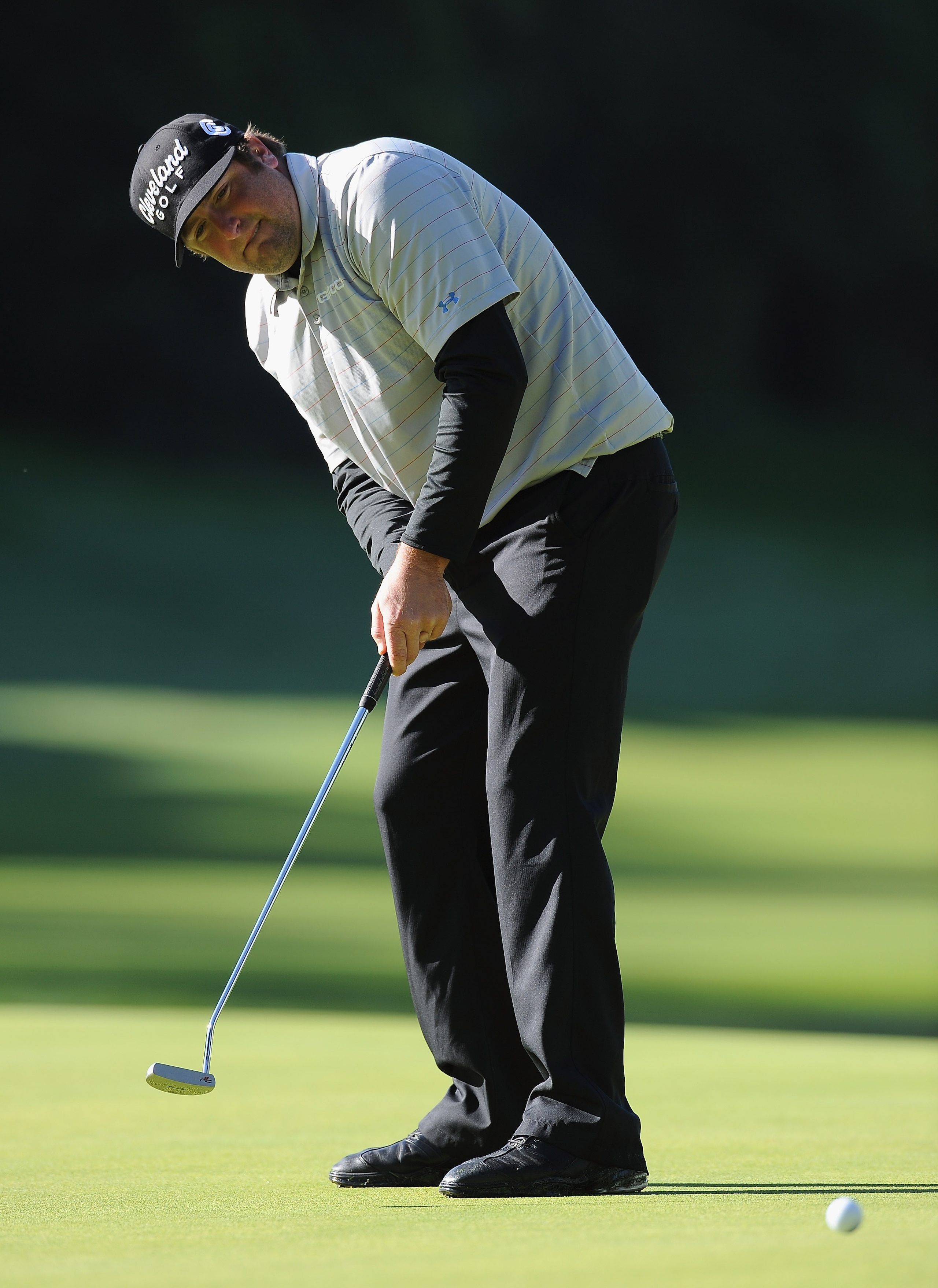 PACIFIC PALISADES, CA - FEBRUARY 17:  Steve Marino putting on the first hole during the first round of the Northern Trust Open at Riviera Country Club on February 17, 2011 in Pacific Palisades, California.  (Photo by Stuart Franklin/Getty Images)