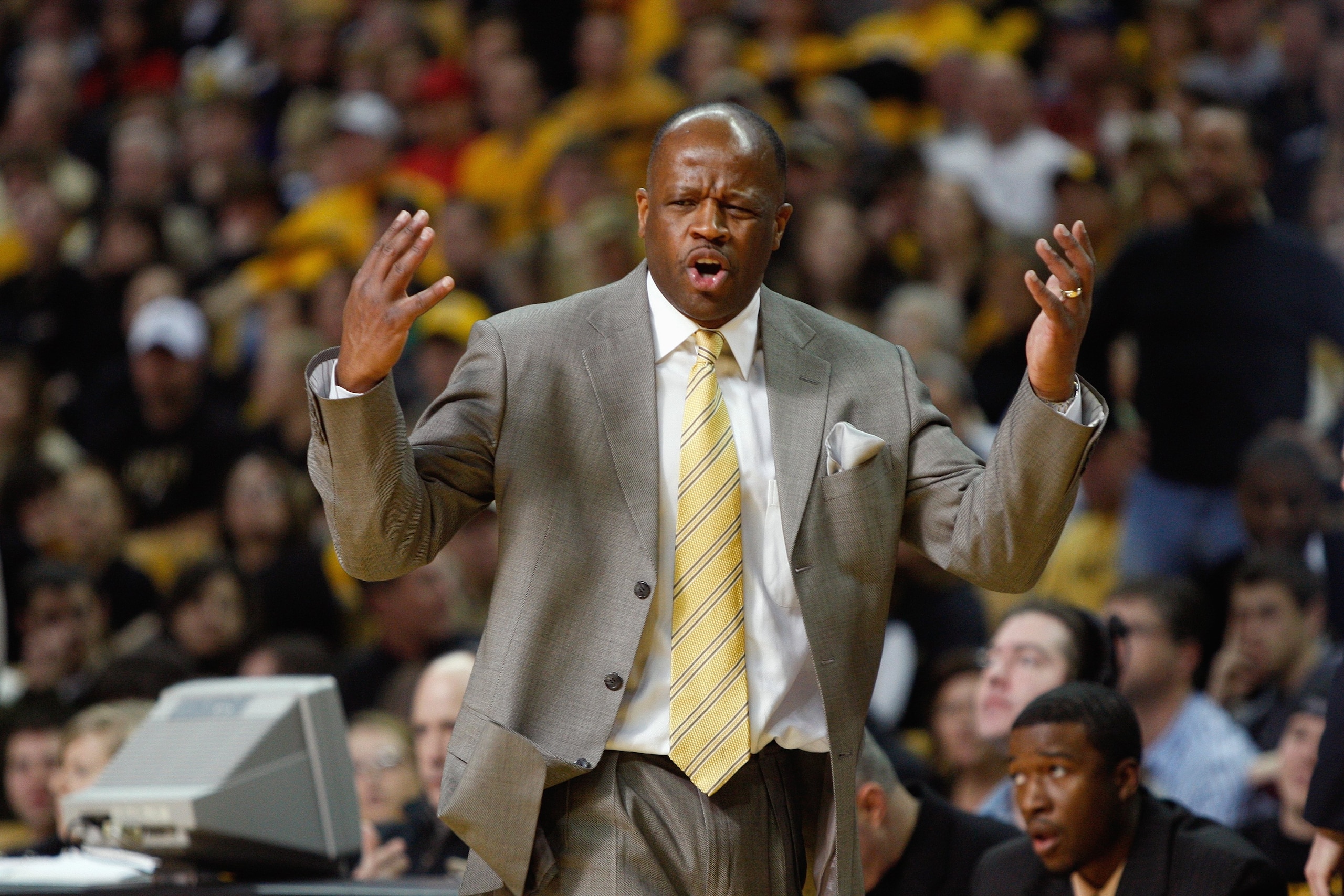 COLUMBIA, MISSOURI - FEBRUARY 14:  Head coach Mike Anderson of the Missouri Tigers reacts to the action during the game against the Nebraska Huskers on February 14, 2009 at Mizzou Arena in Columbia, Missouri. (Photo by: Jamie Squire/Getty Images)